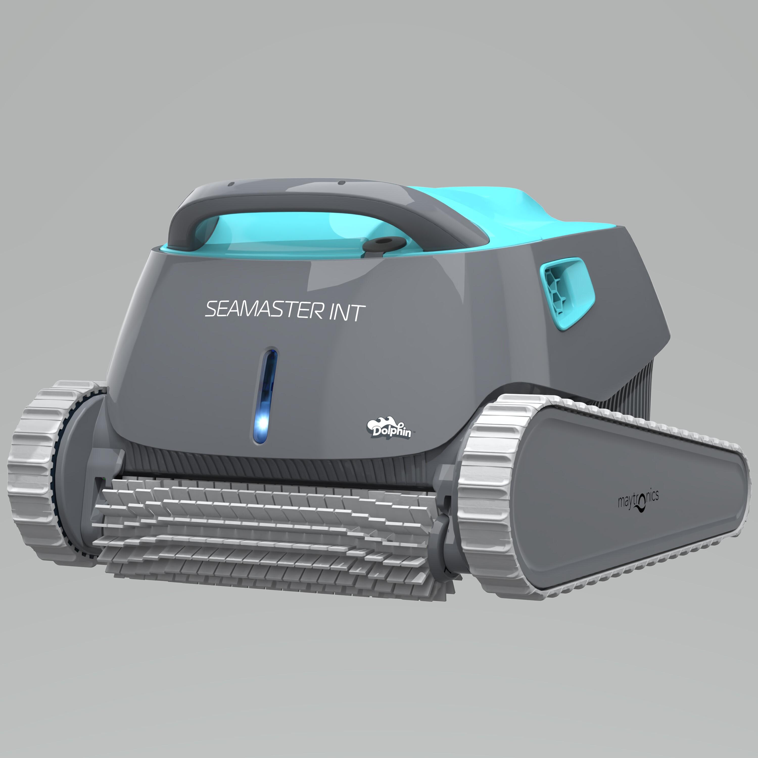 Limpiafondos eléctrico dolphin seamaster inteligent para limpiar fondo, pared y línea de flotación de piscina con carro