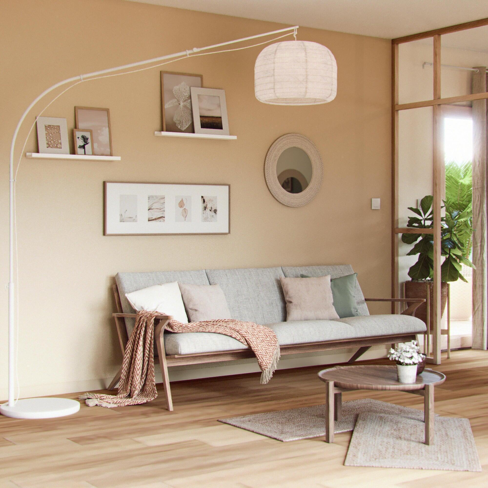 Lámpara De Pie De Arco INSPIRE Linden E27,pantalla Lino Beige,altura Regulable | Leroy Merlin
