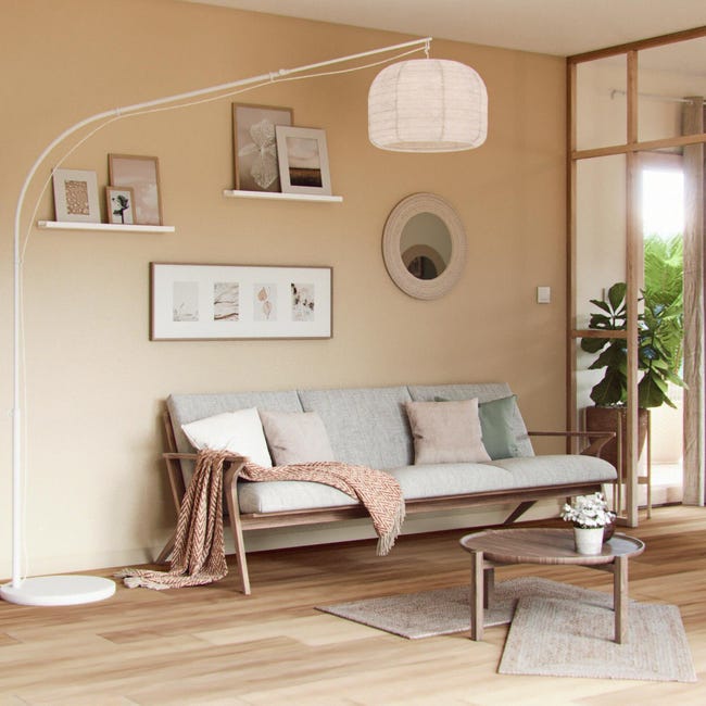 Lámpara De Pie De Arco INSPIRE Linden E27,pantalla Lino Beige,altura Regulable | Leroy Merlin