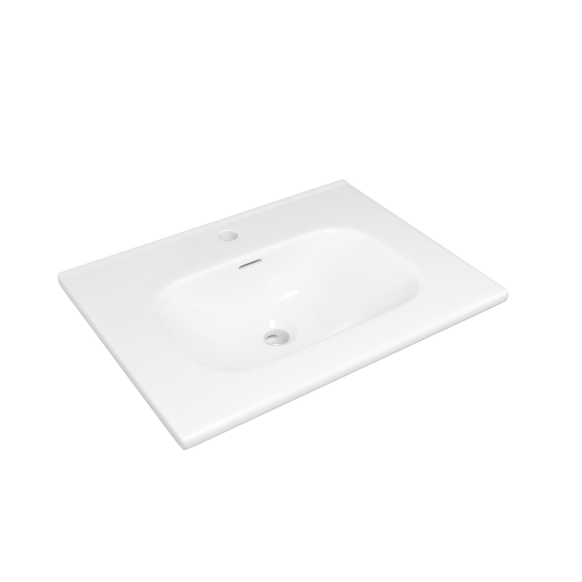 Meuble simple vasque l.59.5 x H.84 x P.45.2 cm, blanc, Opale - 6