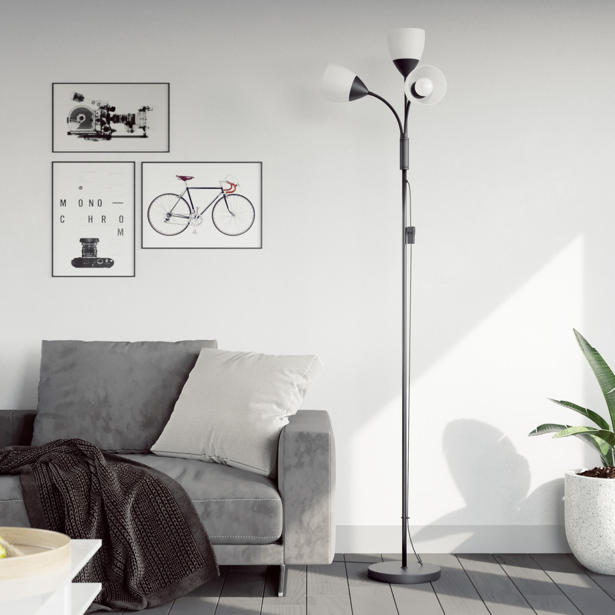 Lámpara de pie INSPIRE Dahlia de 3 bombillas E27 máx. 60W negra 190 cm de alto - 2