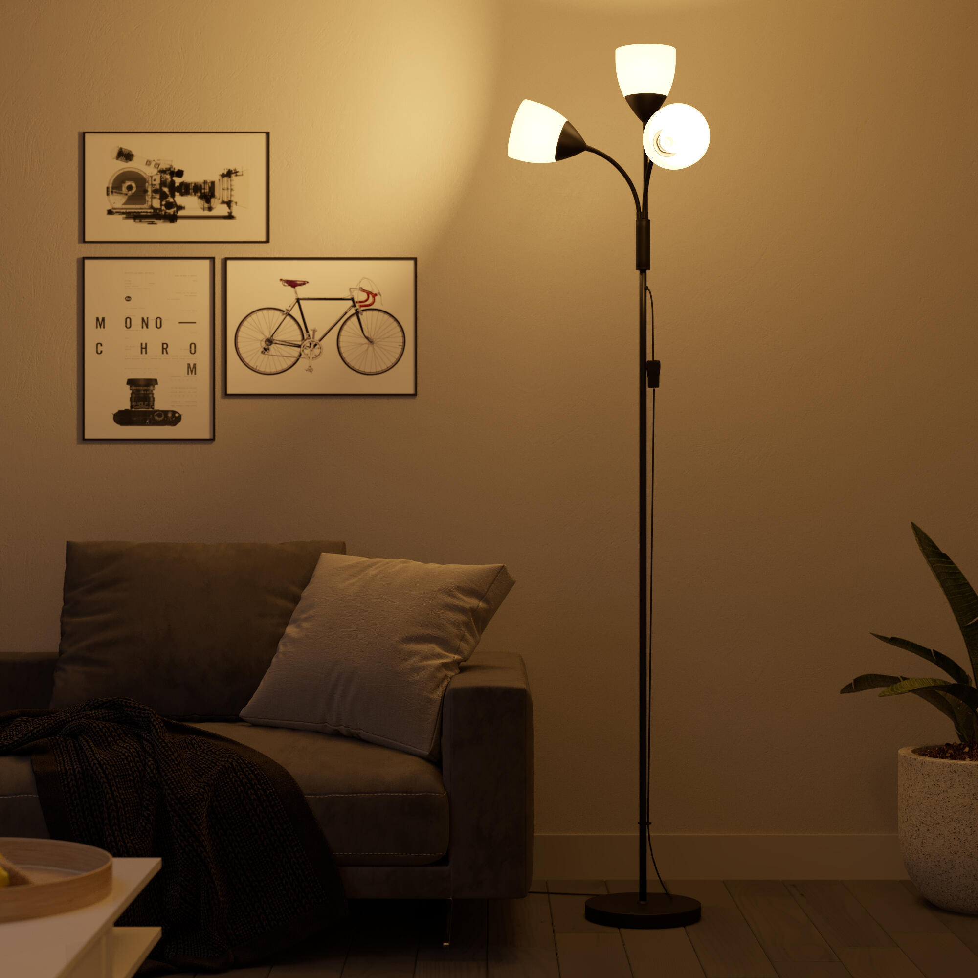 Lampadaire Dahlia, acier, noir,  H.190 cm INSPIRE, E27 - 4