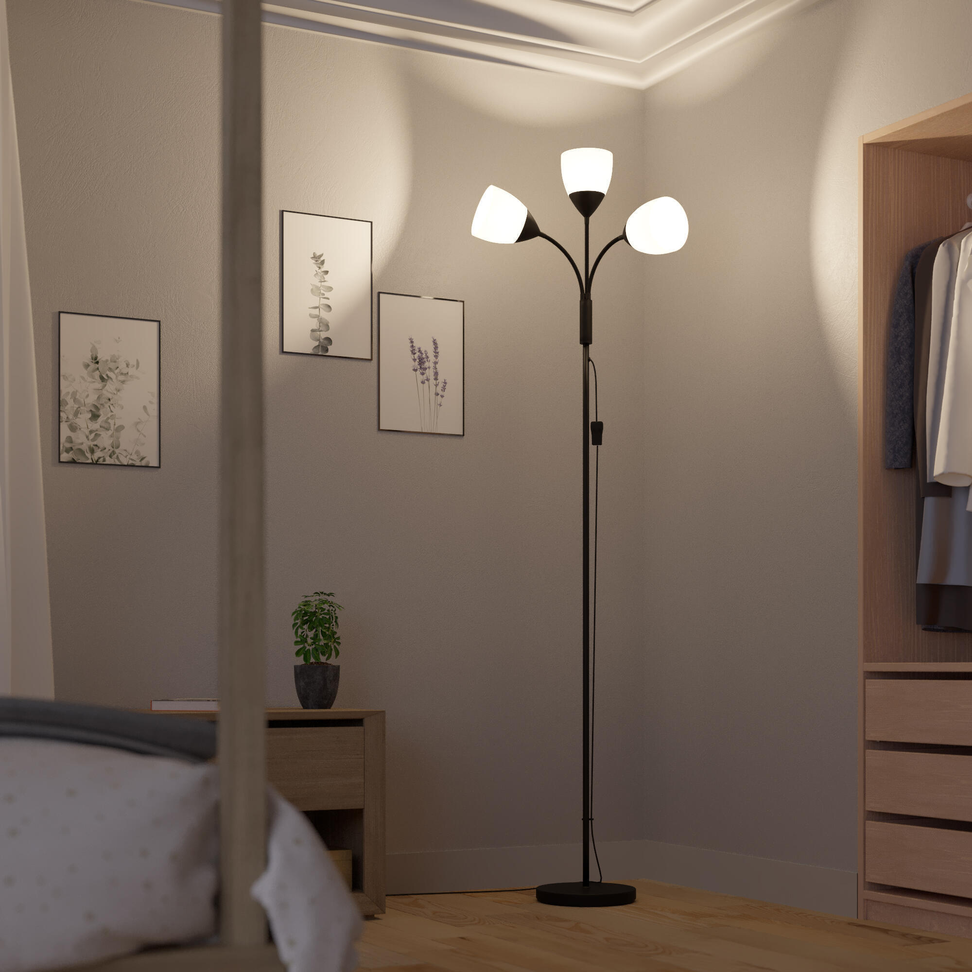 Lampadaire Dahlia, acier, noir,  H.190 cm INSPIRE, E27 - 3