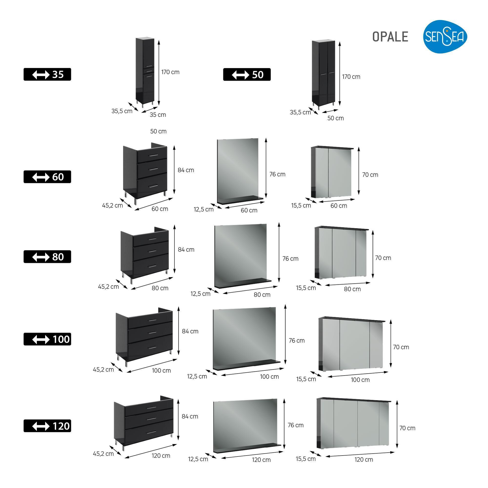 Meuble simple vasque l.99.9 x H.84 x P.45.2 cm, blanc, Opale - 2