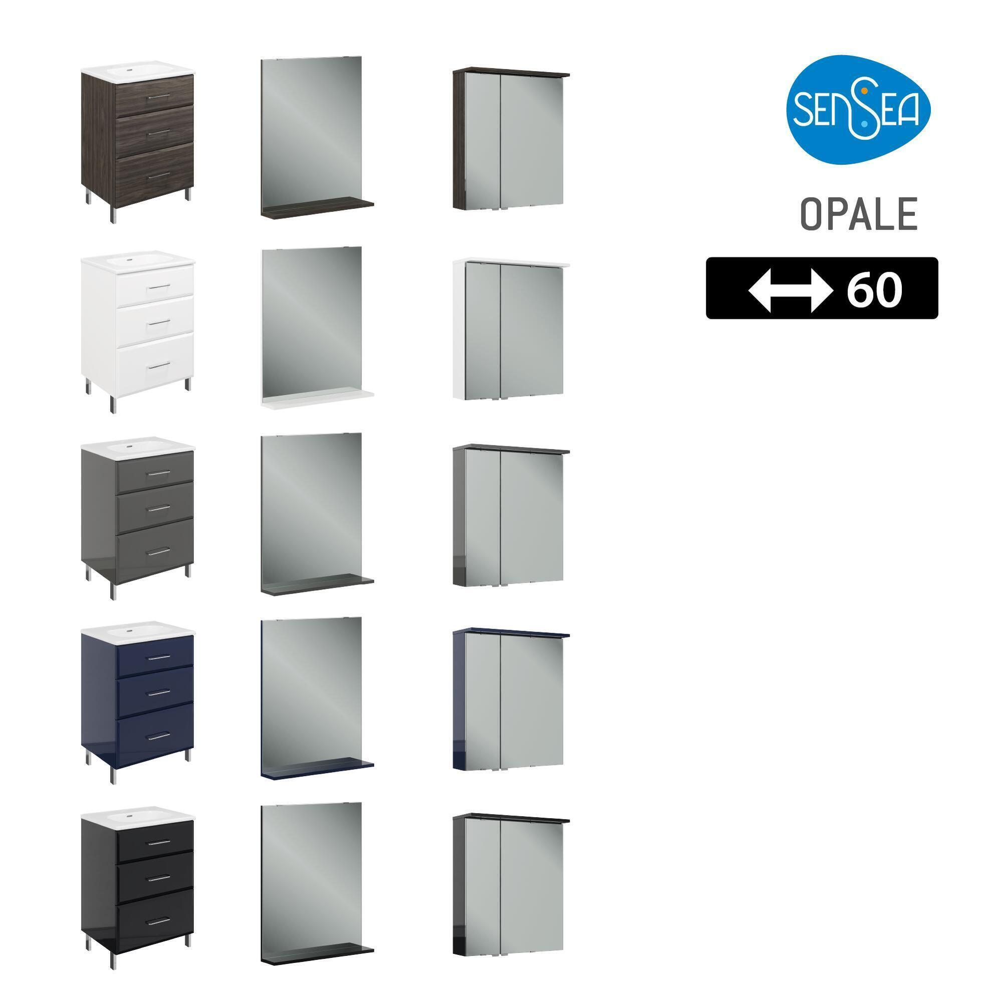 Meuble simple vasque l.79.5 x H.84 x P.45.2 cm, blanc, Opale - 2