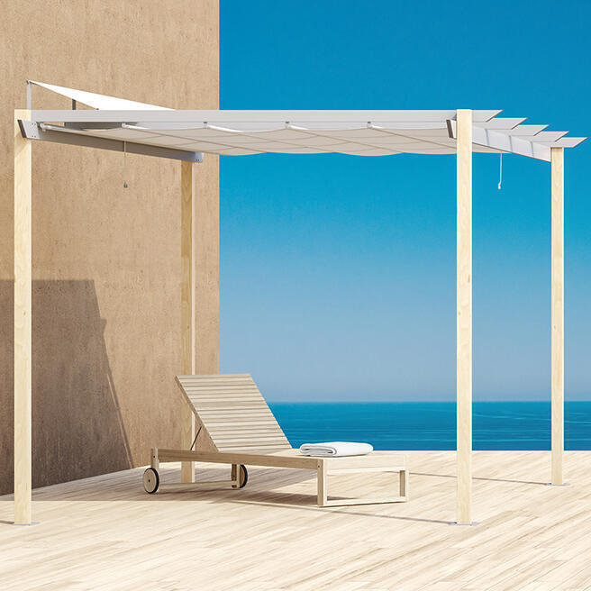 Pérgola de aluminio con cubierta NATERIAL Omega  de 400 x 285 cm beige - 12