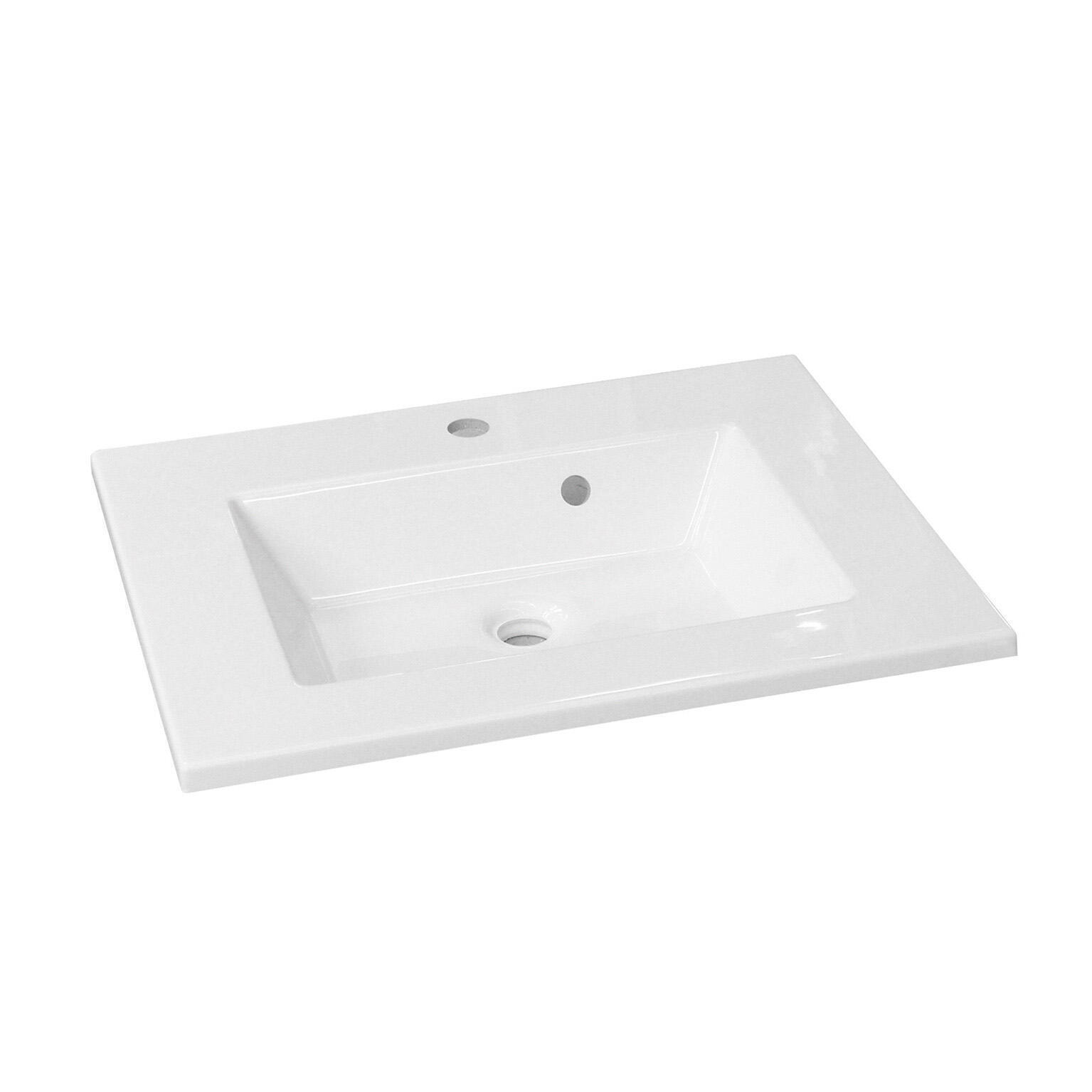 Plan simple vasque centrée Urban pierre blanc Brillant l.61 x P.49 cm - 7