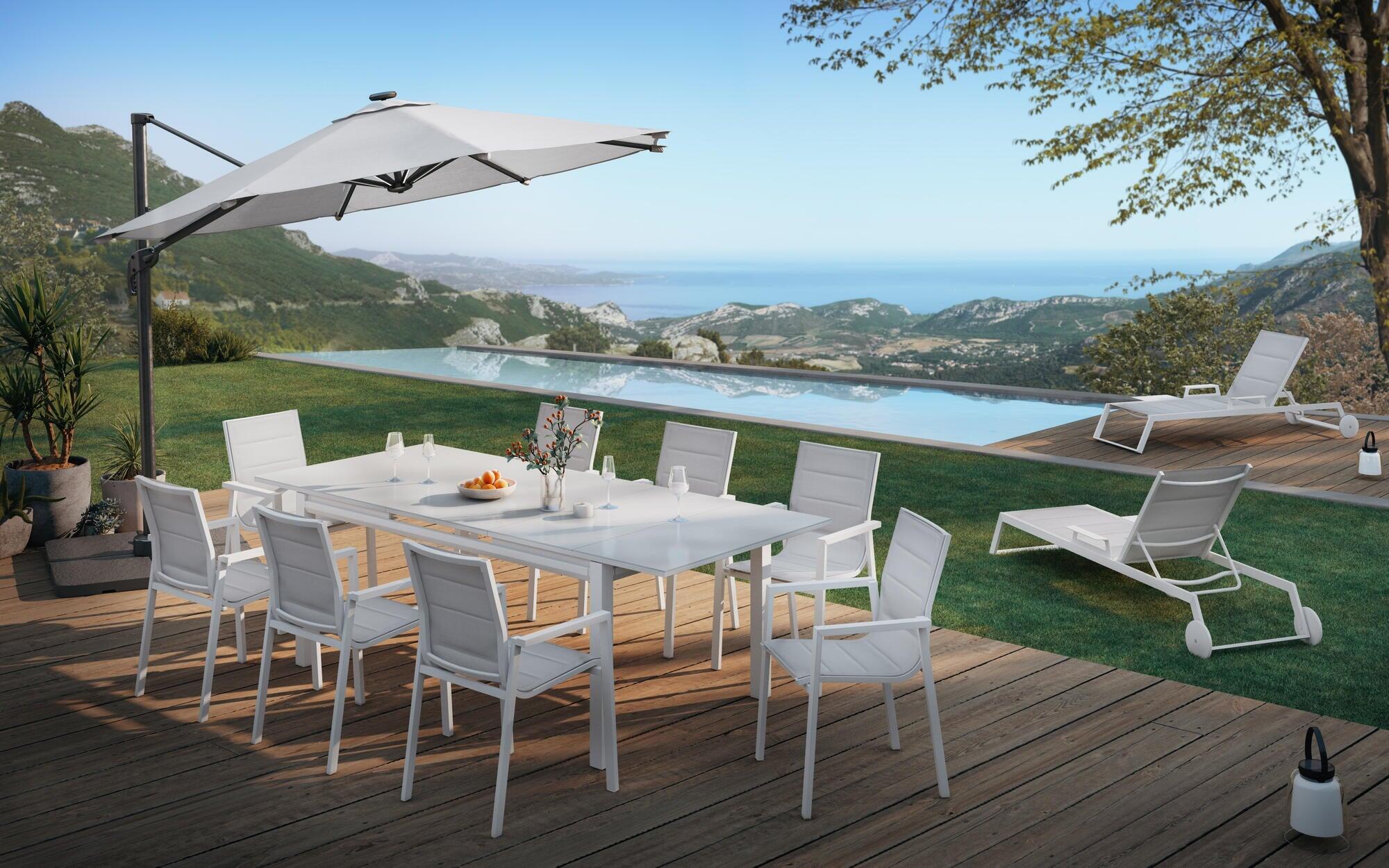 Mesa de alumínio NATERIAL ODYSSEA 180/240X100CM BRANCO - 23