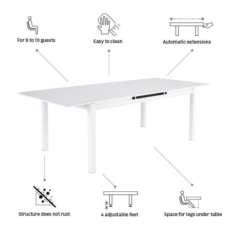 Mesa de alumínio NATERIAL ODYSSEA 180/240X100CM BRANCO - 13