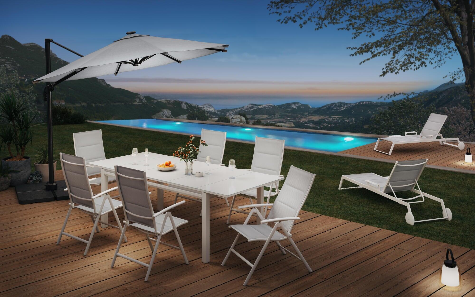 Mesa de alumínio NATERIAL ODYSSEA 180/240X100CM BRANCO - 25