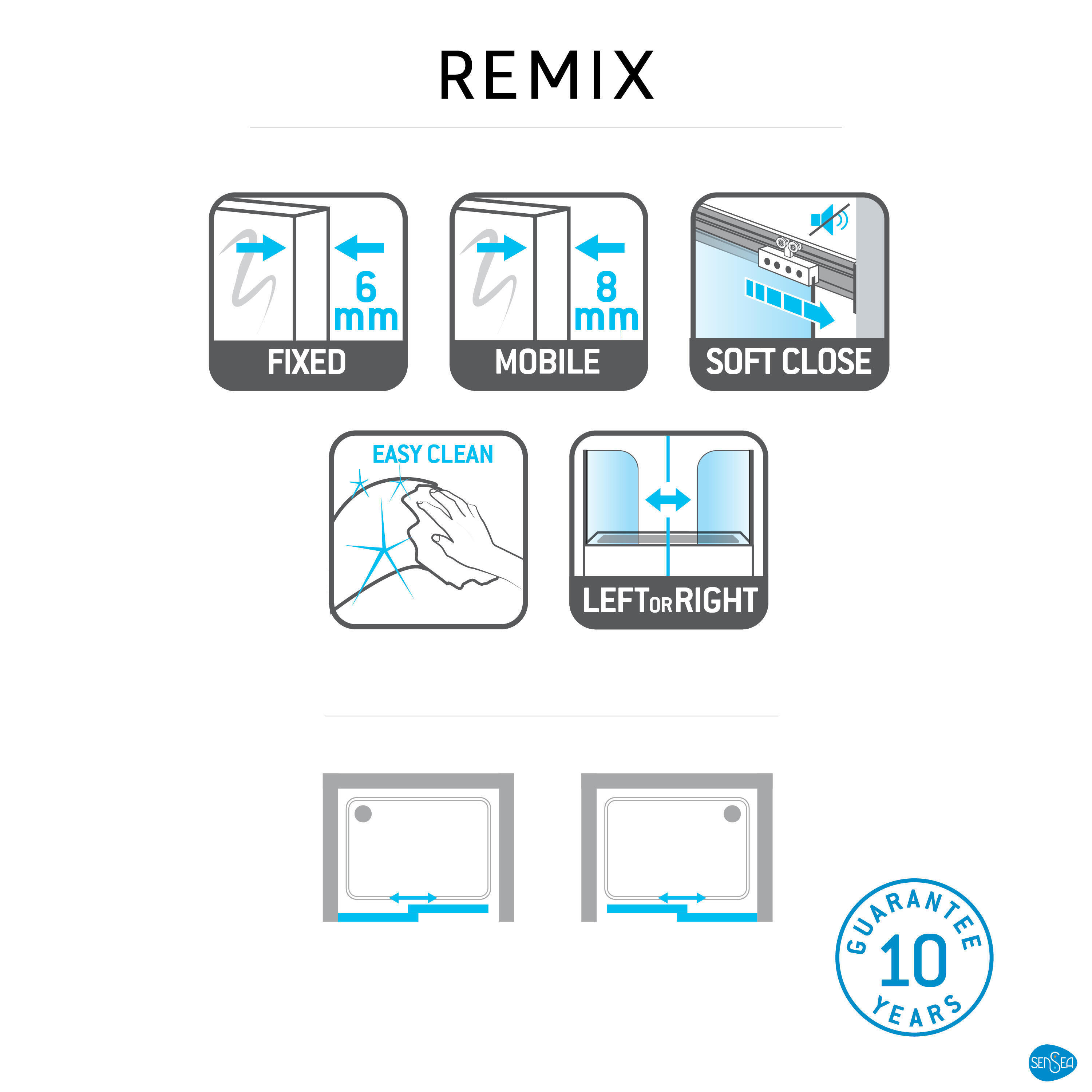 Paroi de douche coulissante sérigraphié 160 cm, Remix - 9