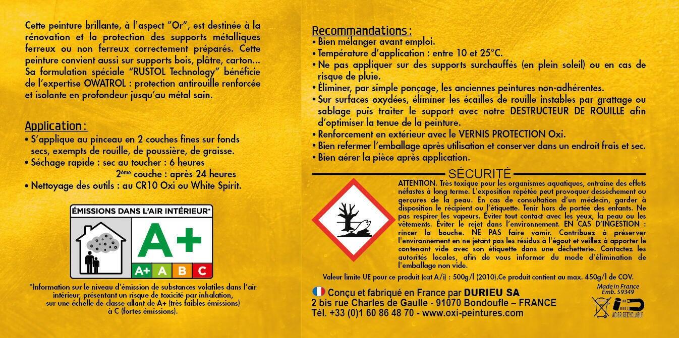 Peinture dorure extérieur OXI or pâle mat 125 ml - 3