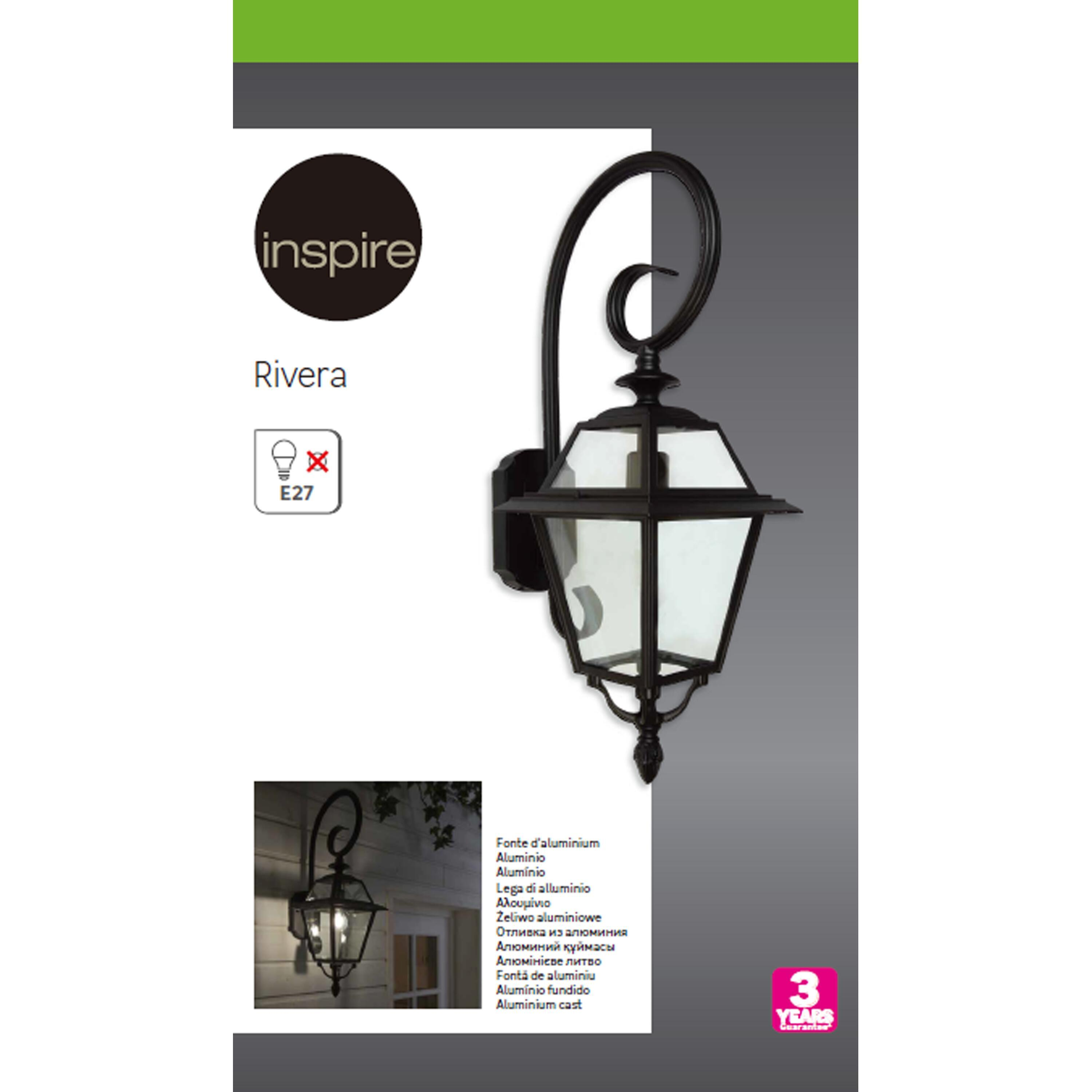 Applique descendante E27, aluminium / verre, Rivera, INSPIRE - 5