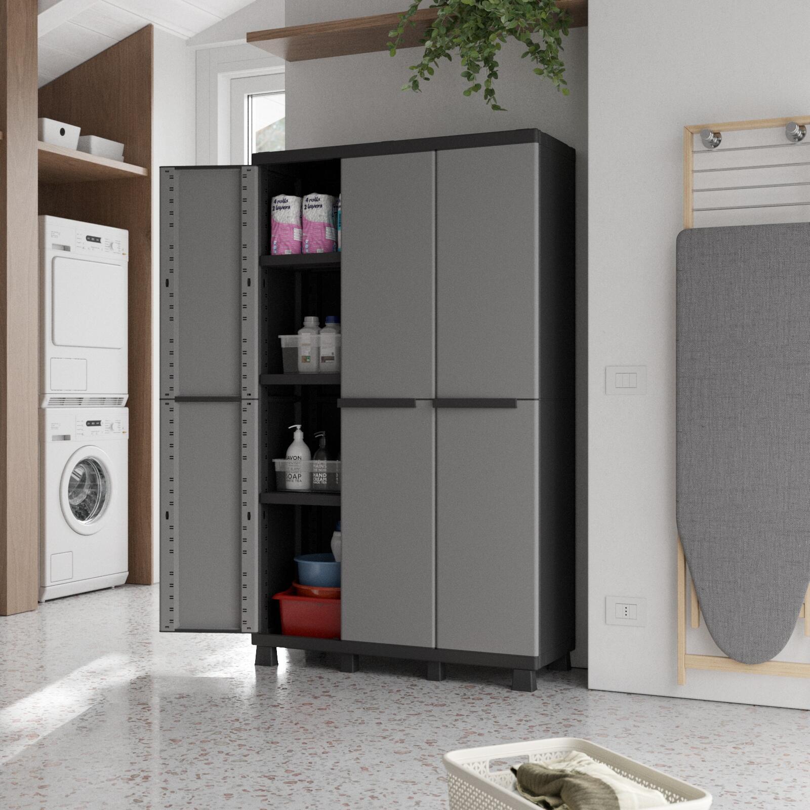 Armario alto 3 puertas Spaceo Gary 170x102x39 cm para uso interior gris, negro - 5