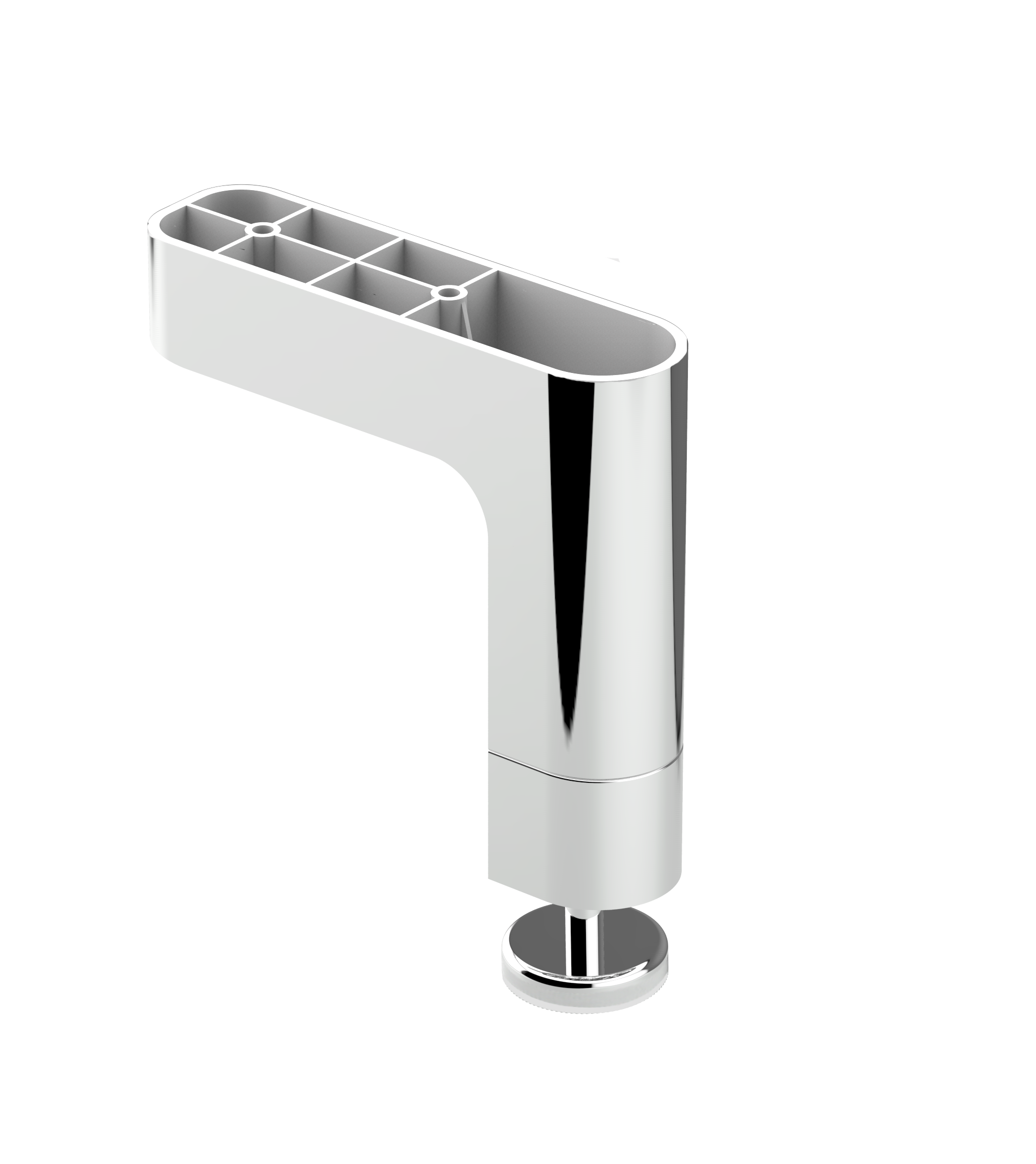 Lot de 2 pieds, H.9.8 à 12.8cm, chromé brillant, Remix - 2