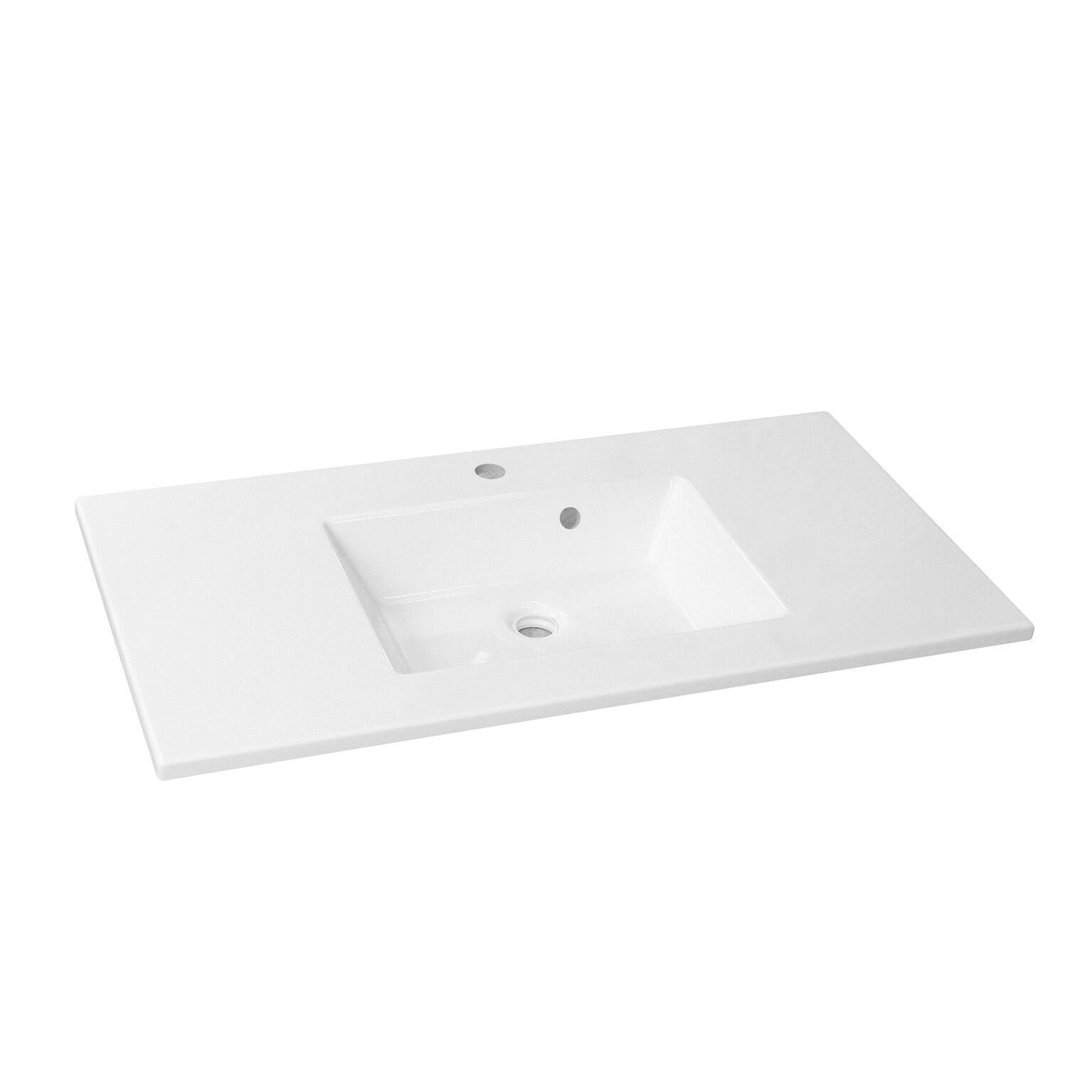 Plan simple vasque centrée Urban résine blanc Brillant l.91 x P.49 cm - 7