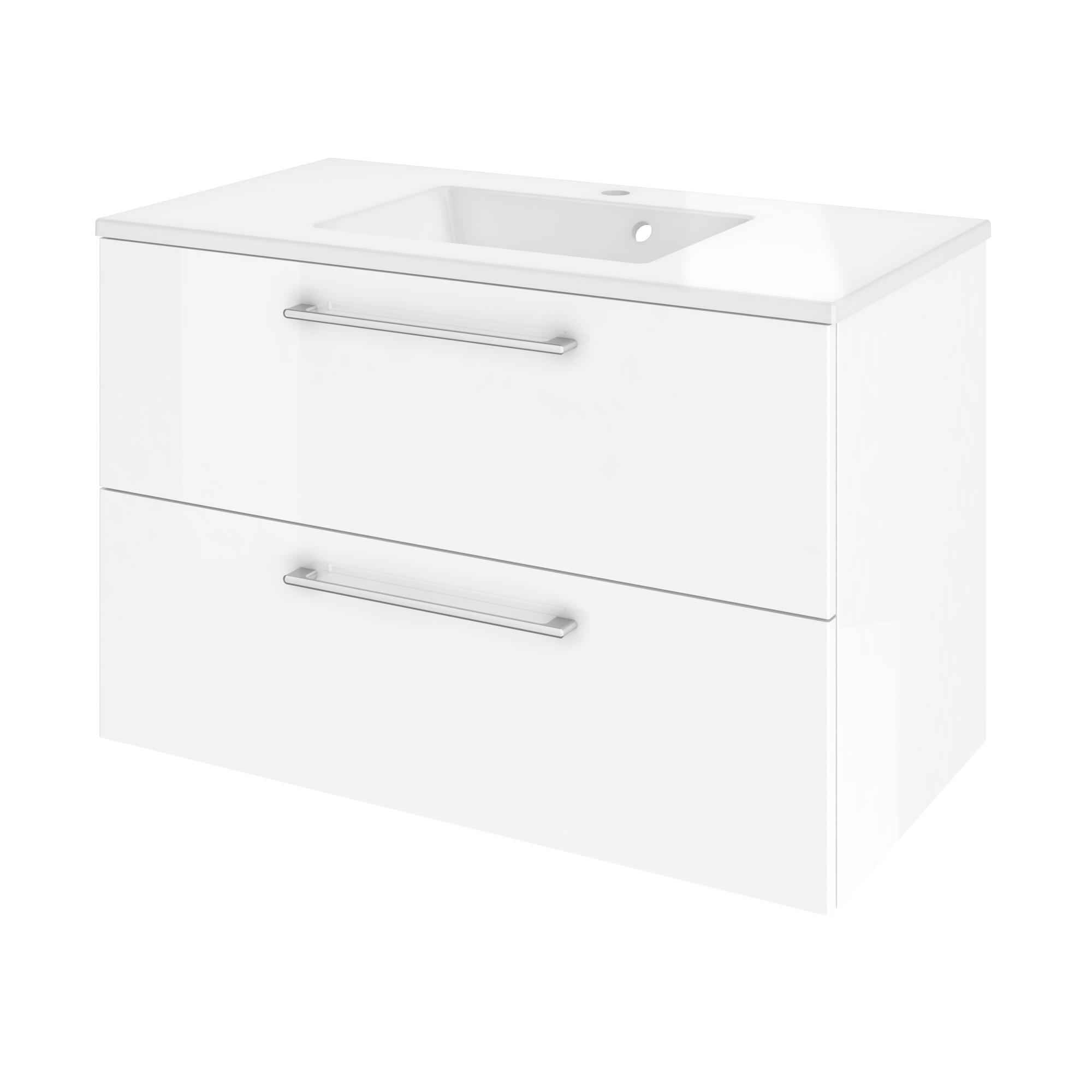 Plan simple vasque centrée Urban résine blanc Brillant l.91 x P.49 cm - 6
