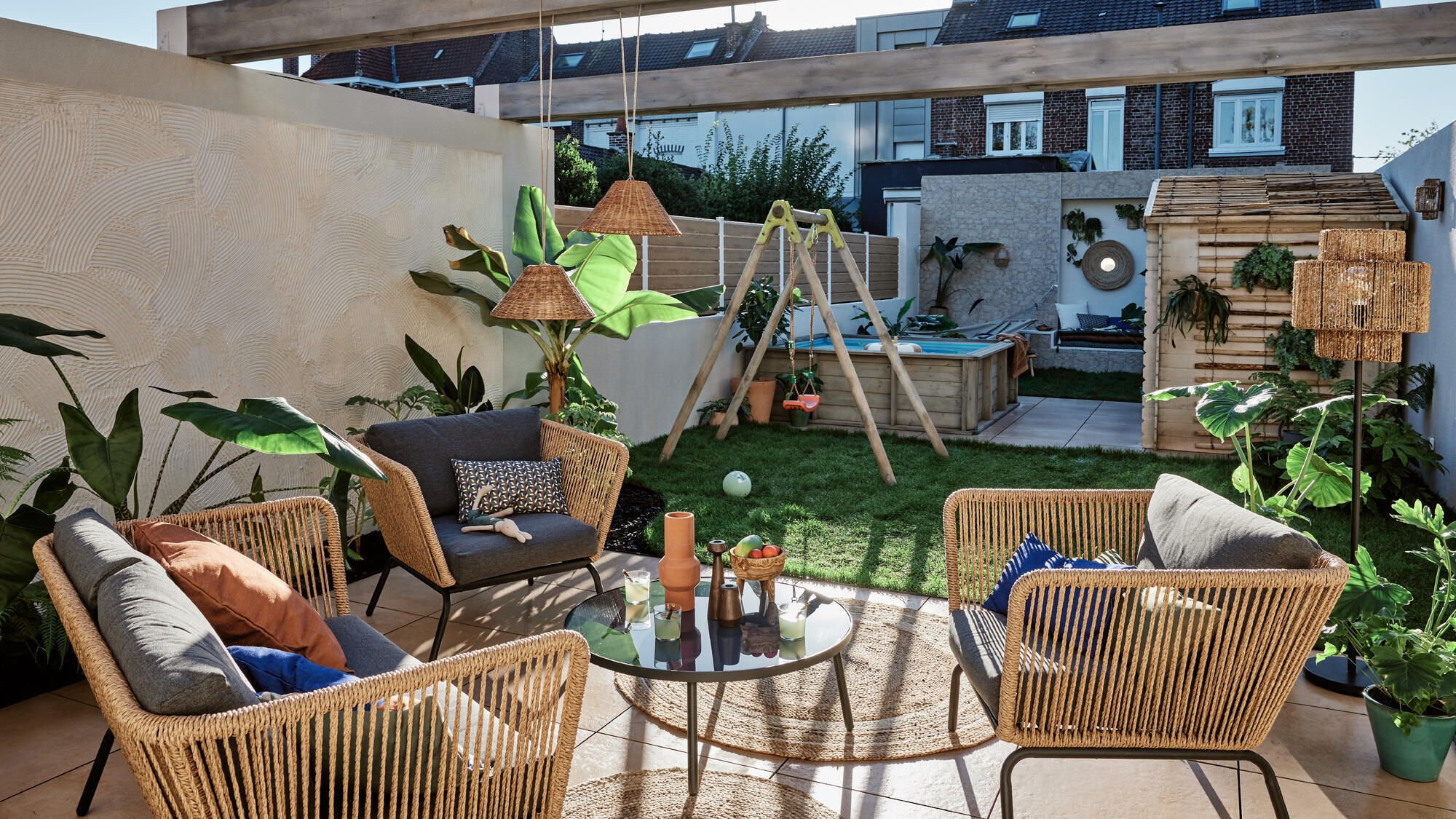 Tappeto Nils natura in juta beige e bianco, Ø150 cm - 12