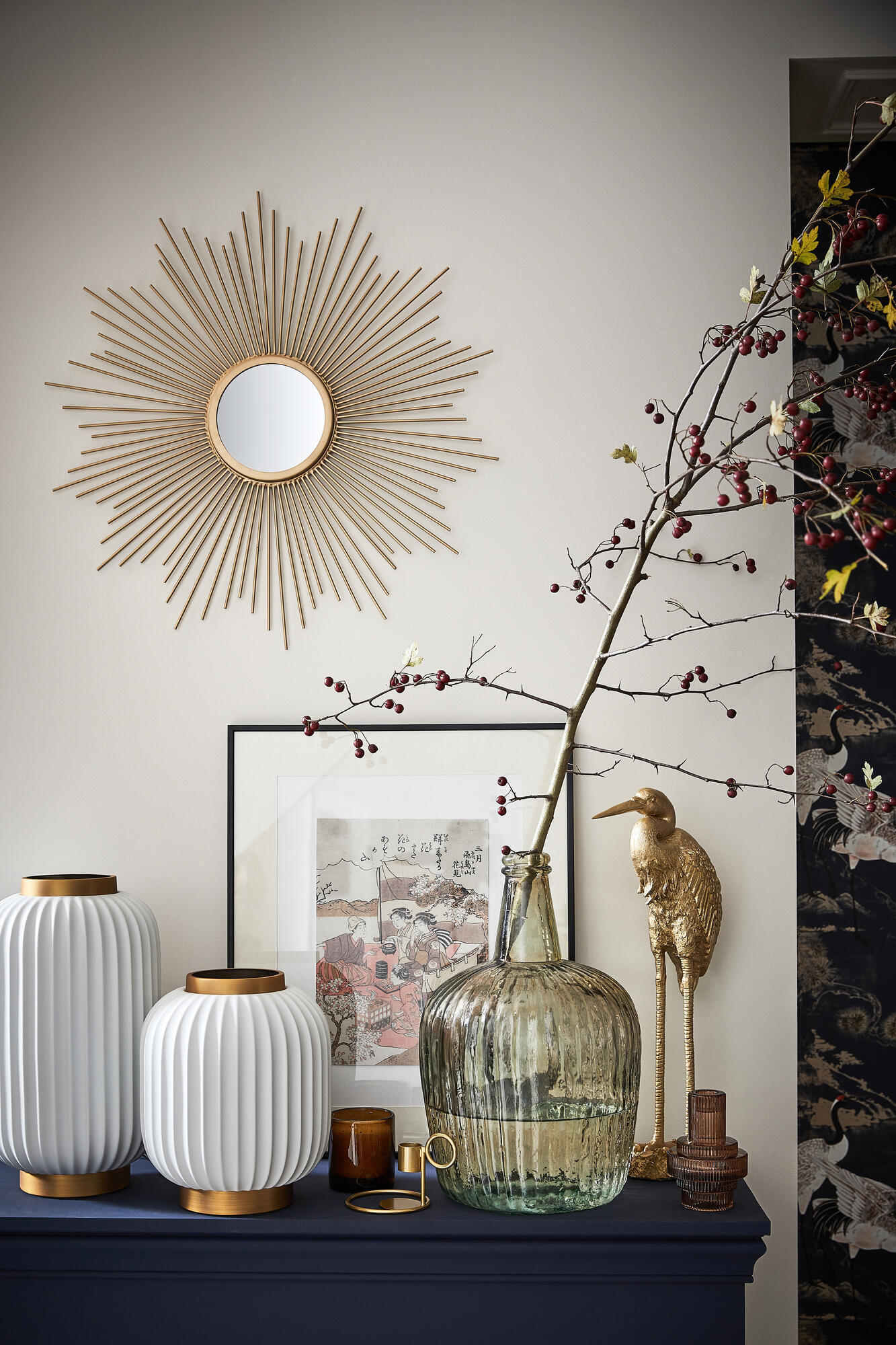 Specchio SUN tondo in metallo dorato Ø 55 cm INSPIRE - 6