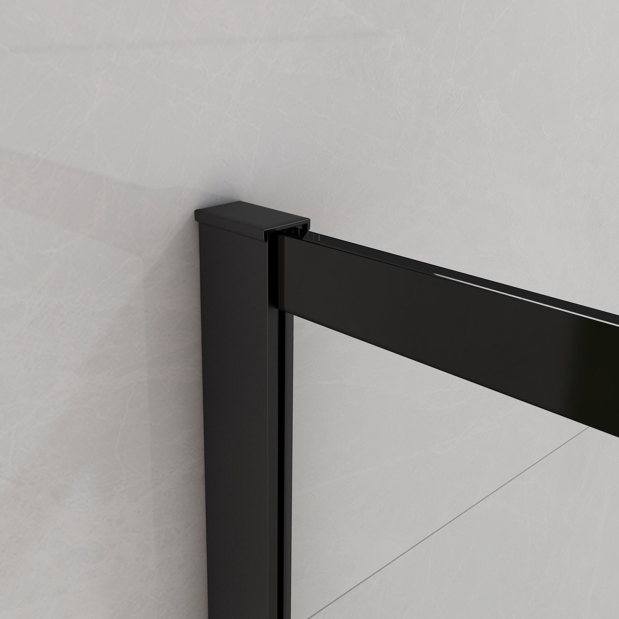 Paroi de douche industrielle verre transparent, l.80 cm, Ep.8 mm, noir Studio - 4