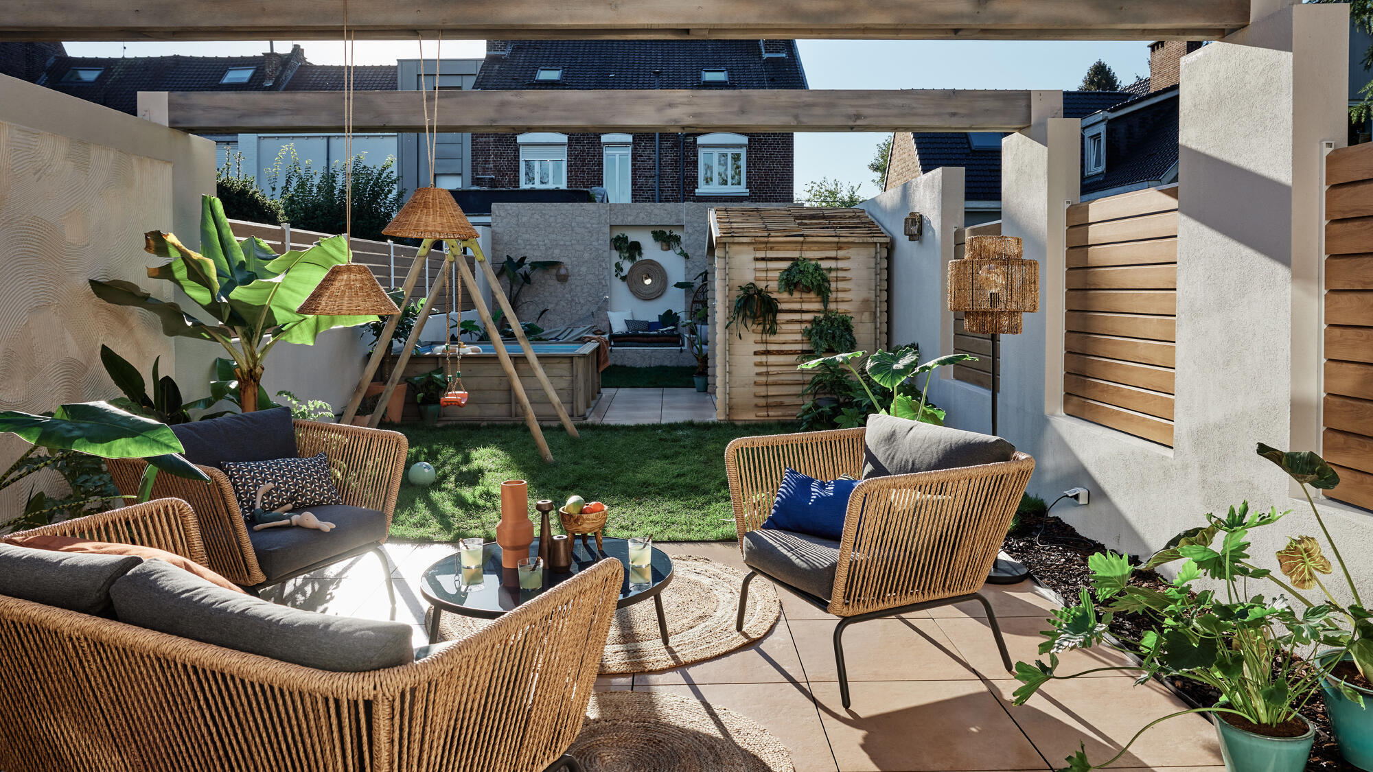 Tappeto Nils natura in juta beige e bianco, Ø150 cm - 13