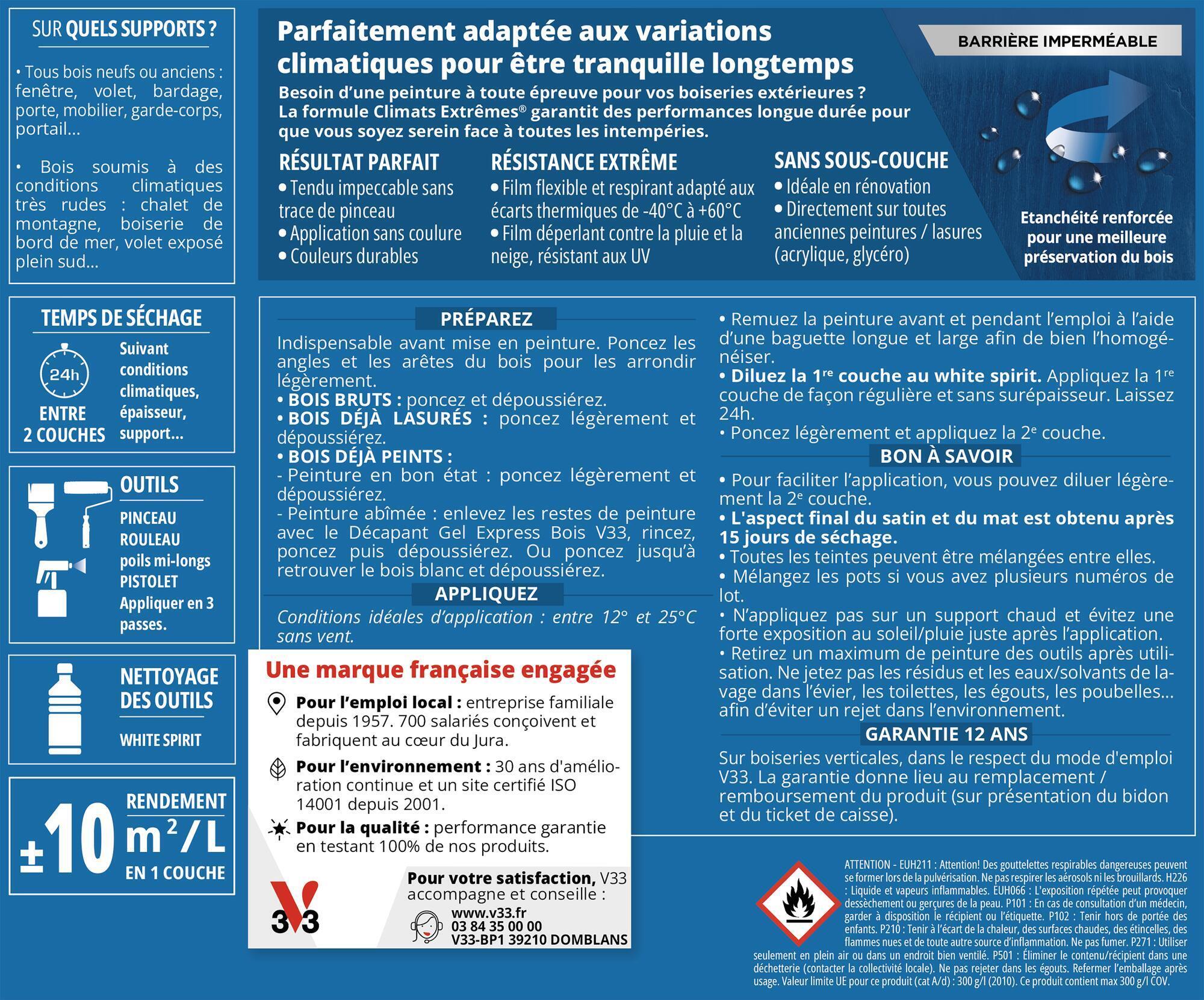 Peinture extérieure bois Climats extrêmes® V33 taupe satiné 0.5l - 7