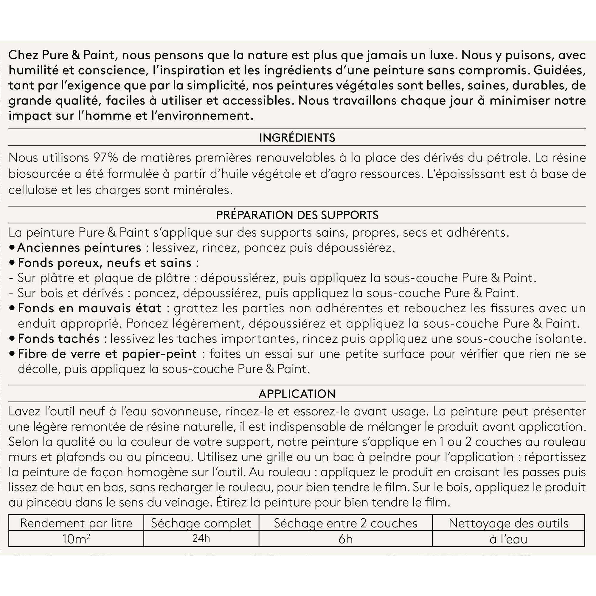 Peinture mur, boiserie forêt velours PURE & PAINT , 0.5L - 2