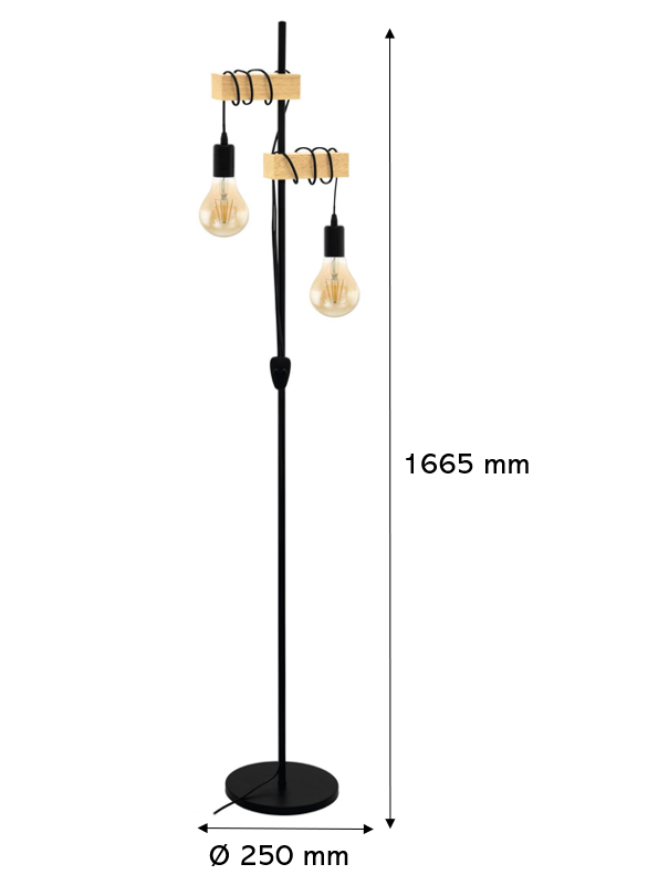 Lampadaire Townshend, bois, noir,  H.166.5 cm, E27 - 8