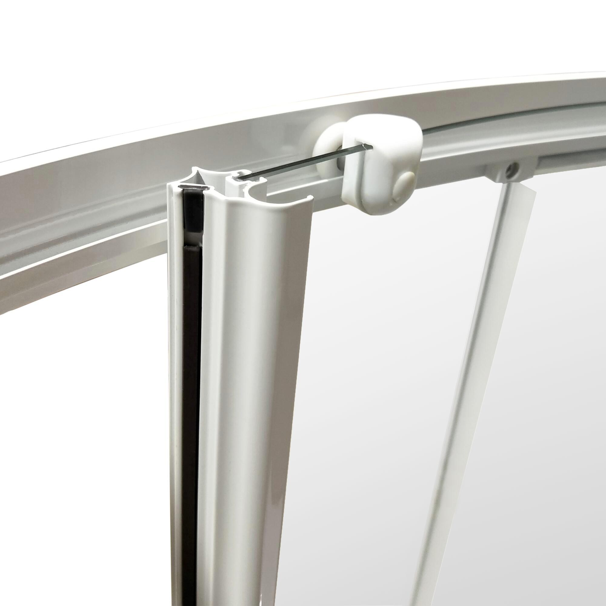 Porte de douche, 1/4 de cercle blanc, L.90 cm x l.90 cm, sérigraphié, Essential - 5