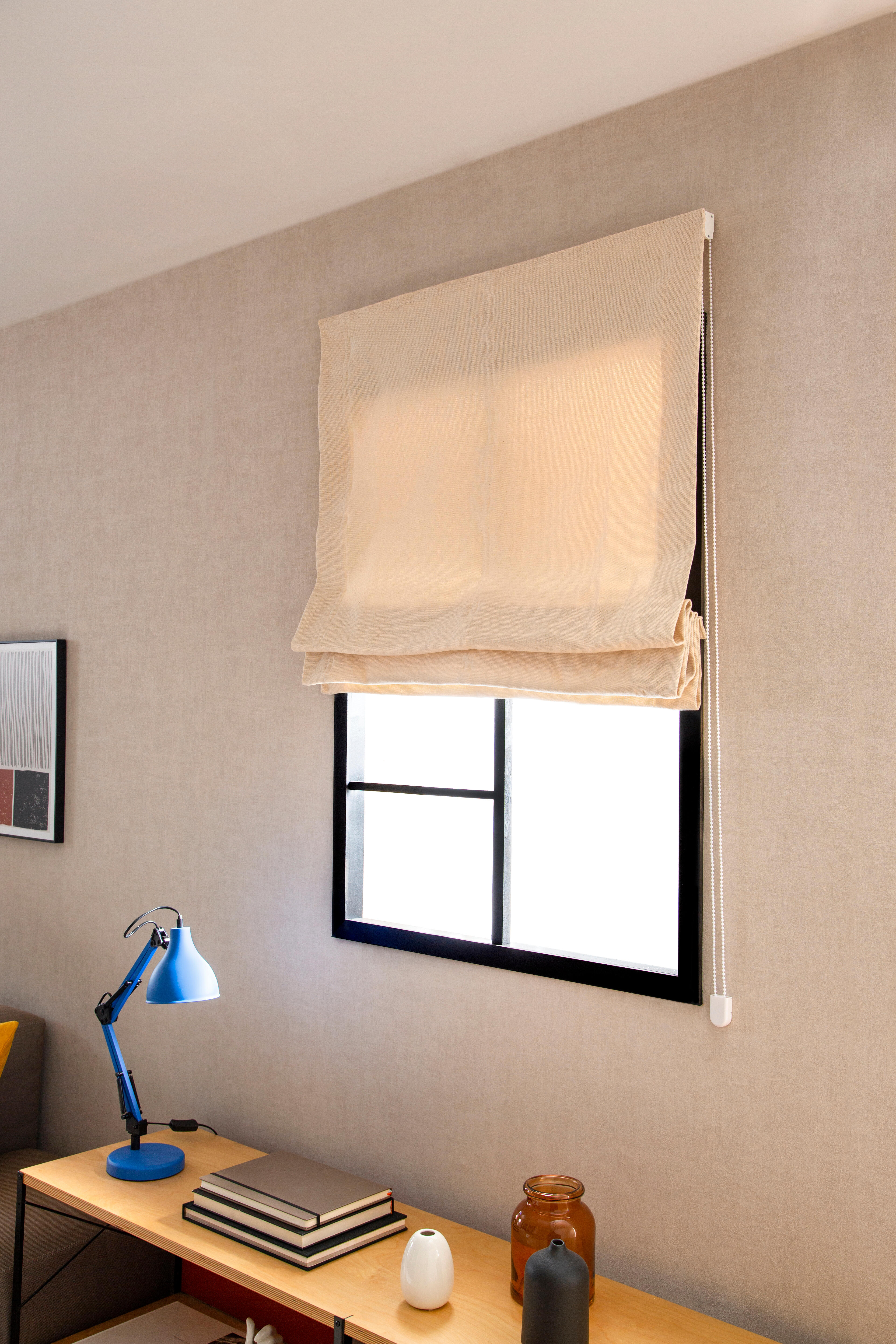 Estor plegable paqueto yute natural beige de 90x175 cm
