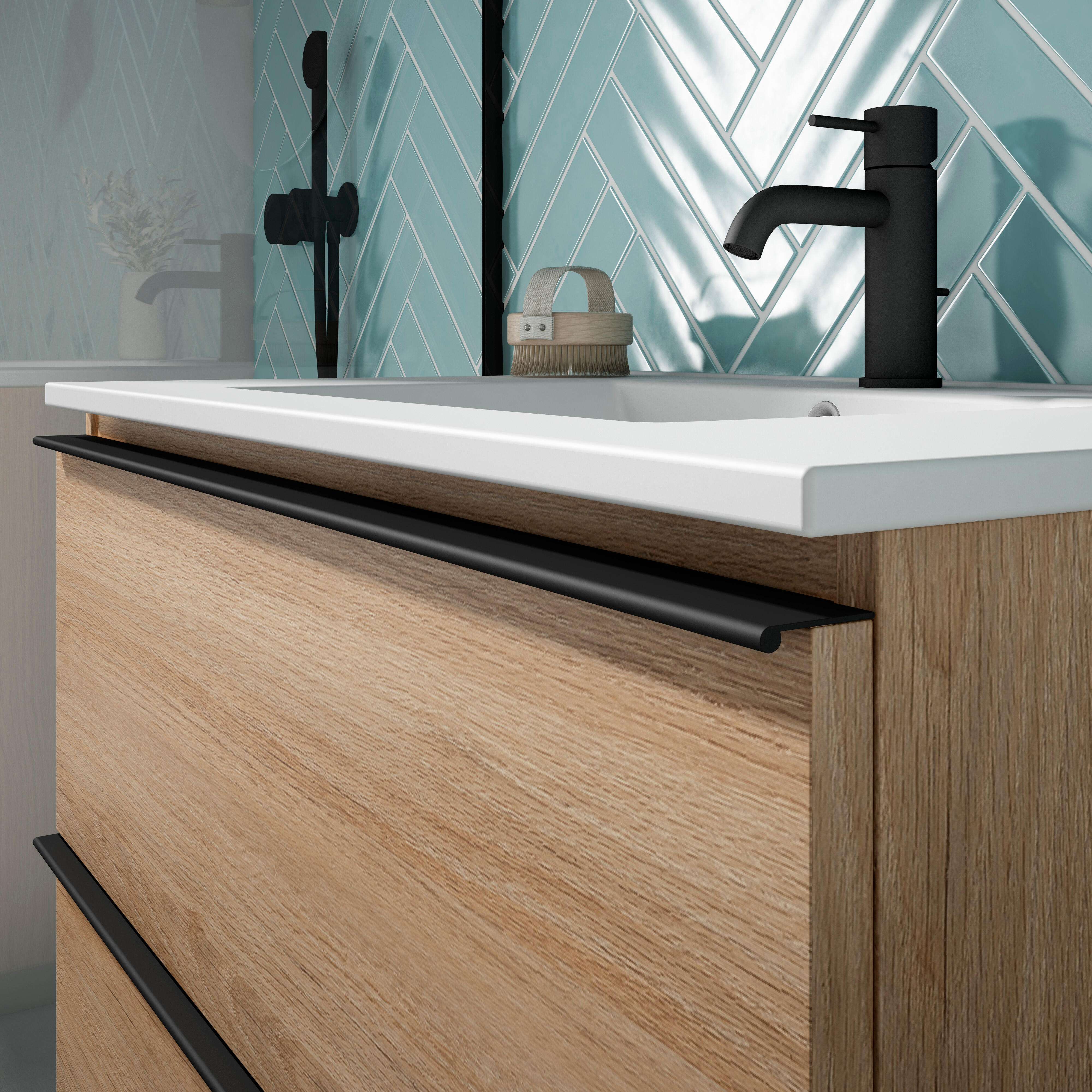 Mueble de baño con lavabo  Bora castaño mate 80x45 cm - 4