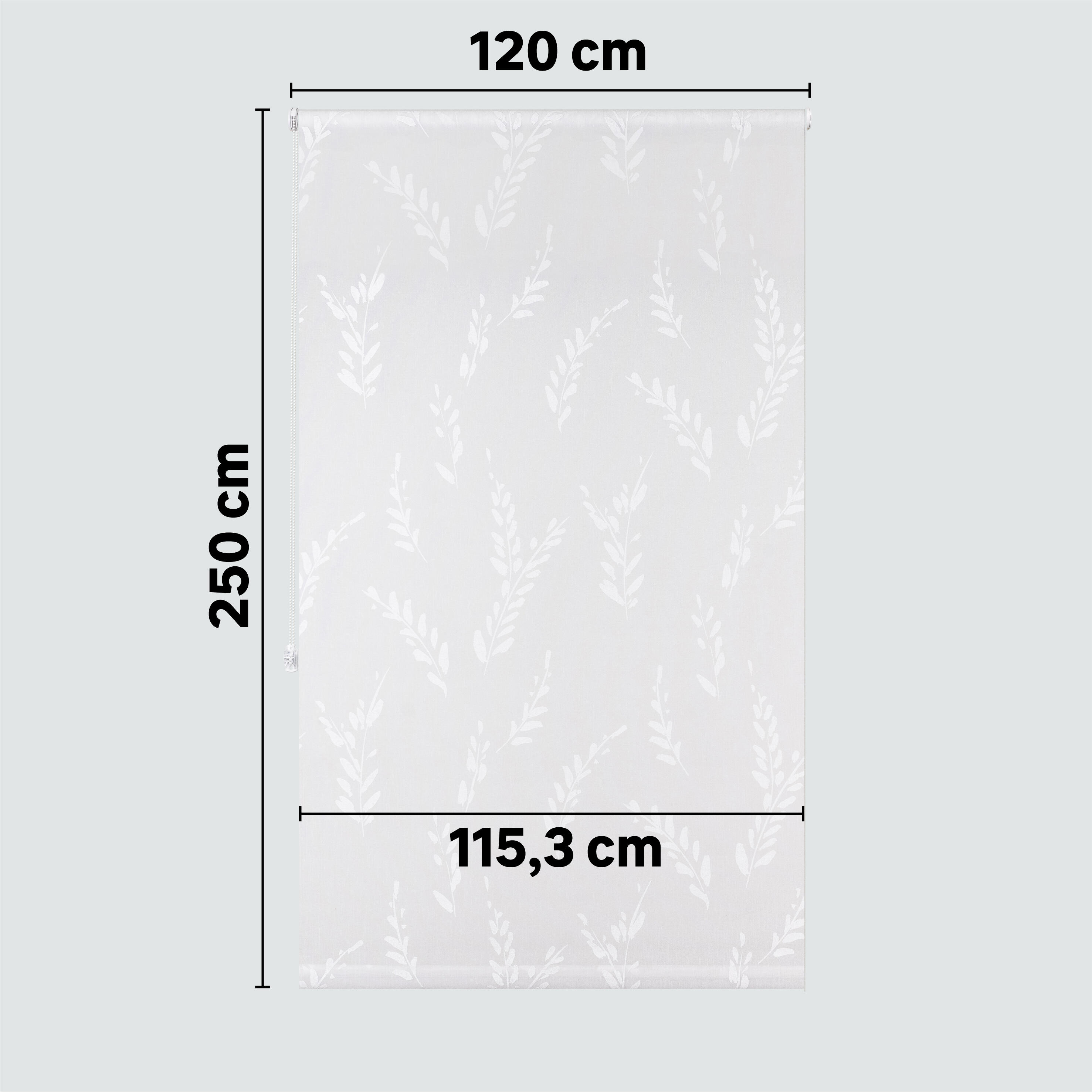 Estor enrollable translúcido  con cadena Pampa poliéster hoja blanco  de 120x250cm - 2
