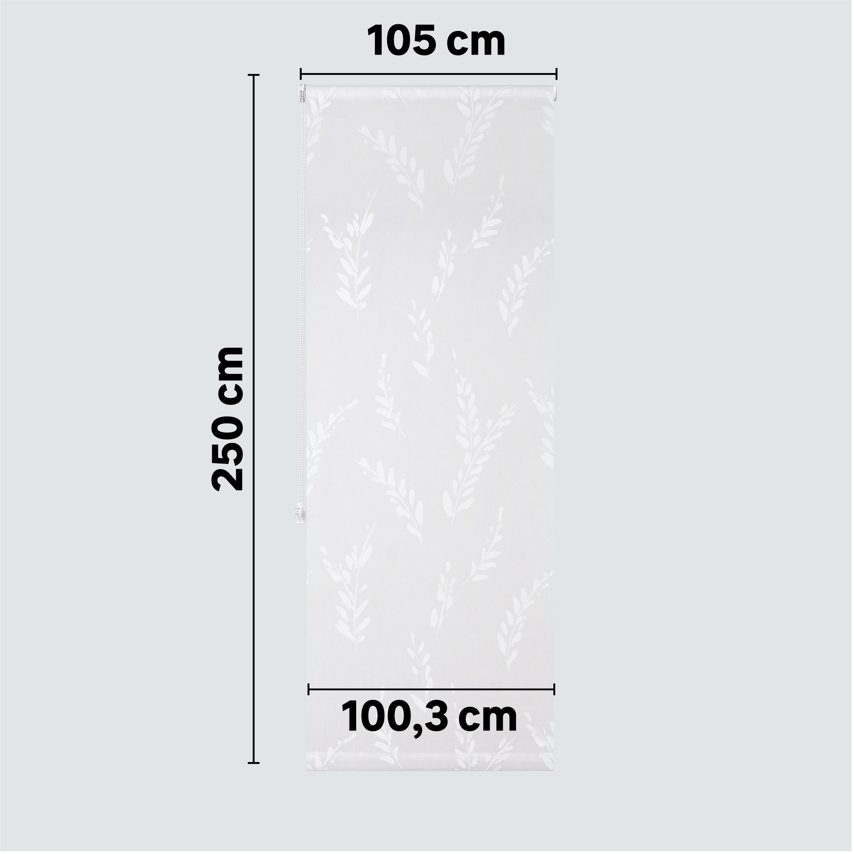Estor enrollable translúcido  con cadena Pampa poliéster hoja blanco  de 105x250cm - 2