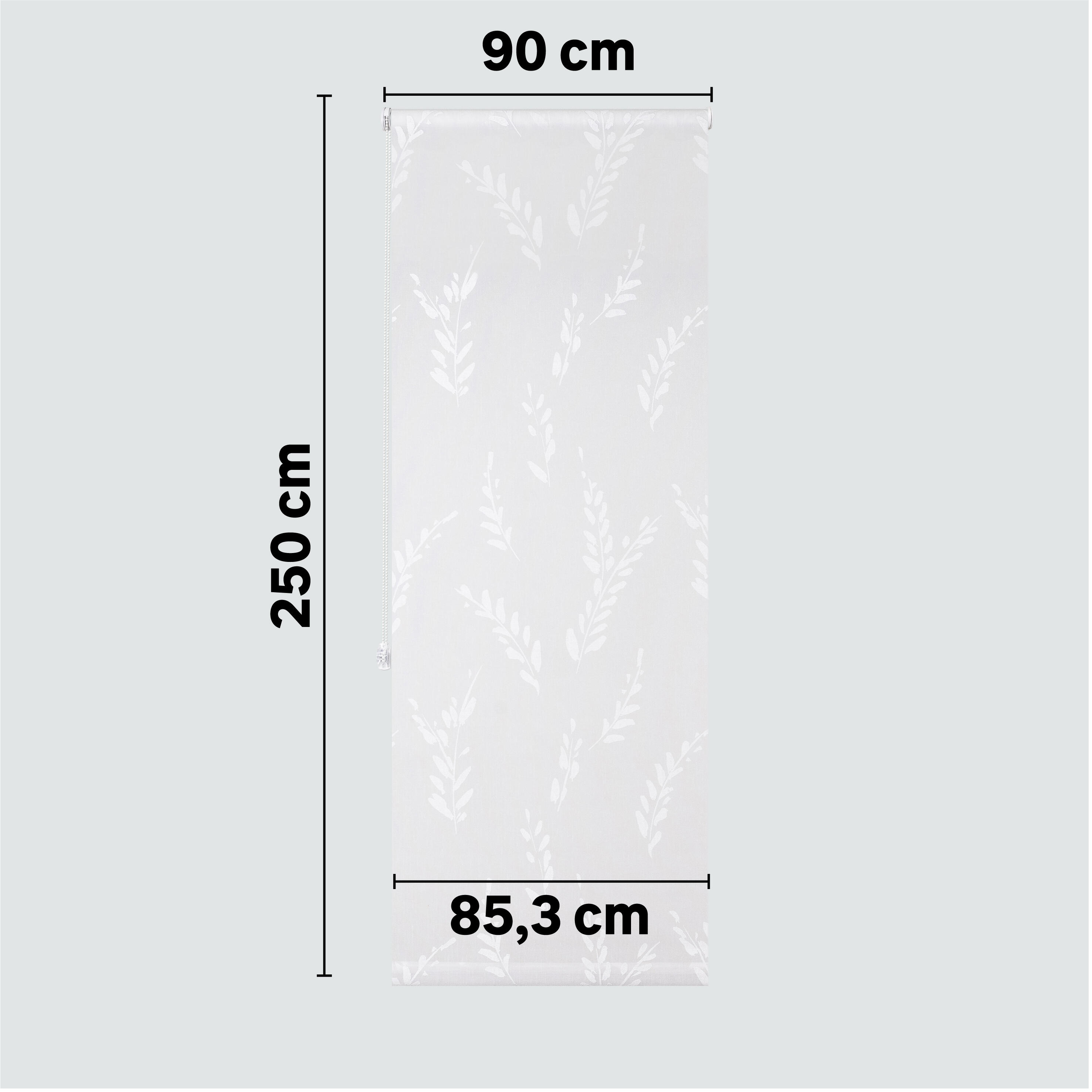Estor enrollable translúcido  con cadena Pampa poliéster hoja blanco  de 90x250cm - 2