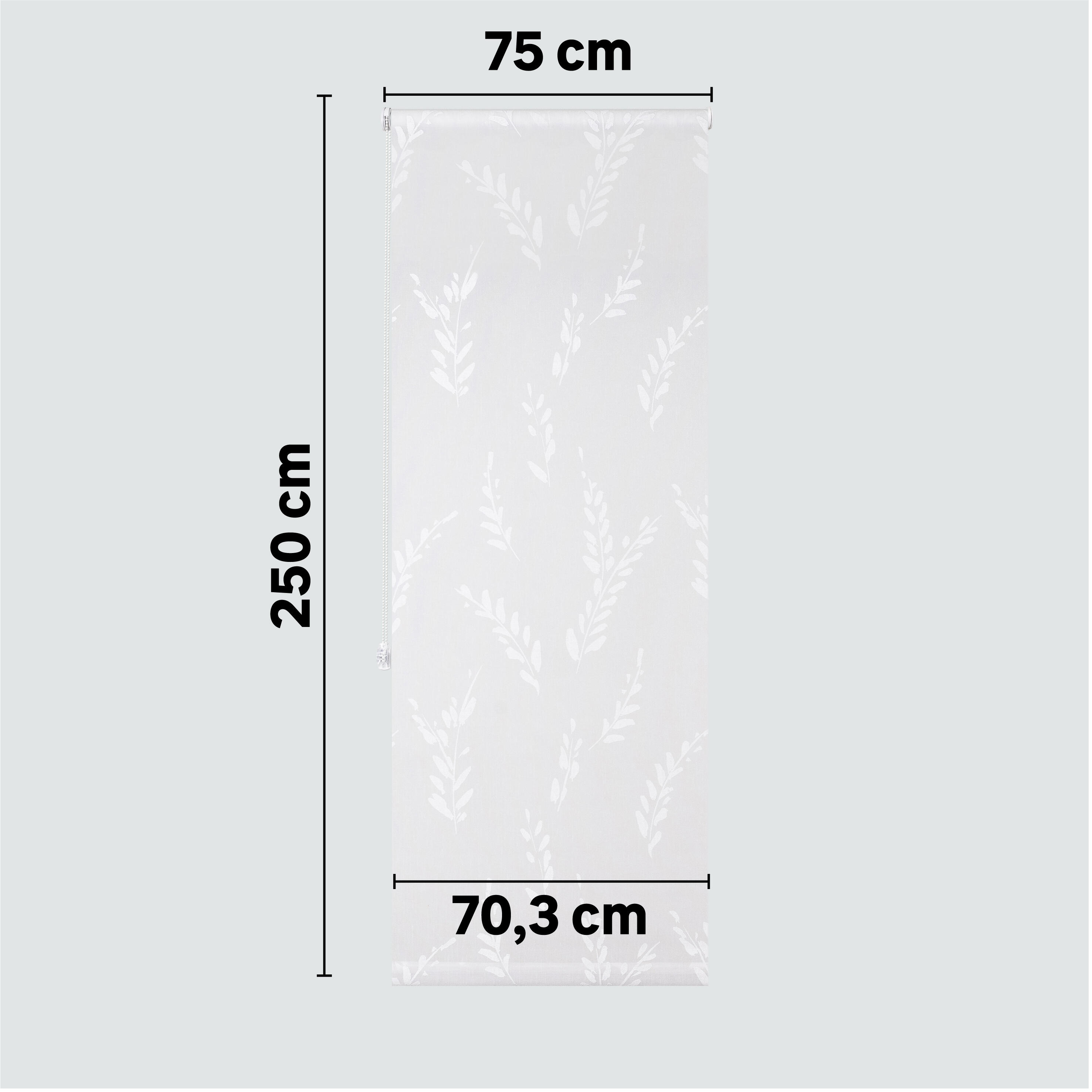 Estor enrollable translúcido  con cadena Pampa poliéster hoja blanco  de 75x250cm - 2