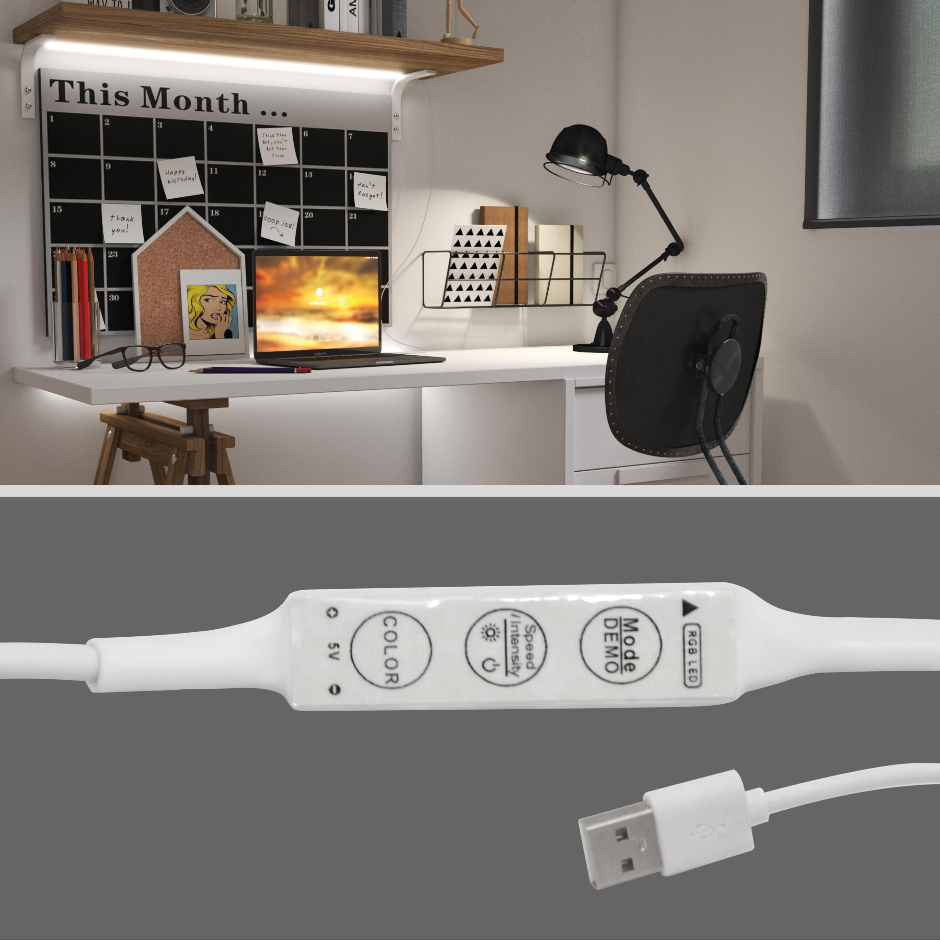 Ruban LED USB Néon, L.1 m, changement de couleurs, Kiski INSPIRE - 3