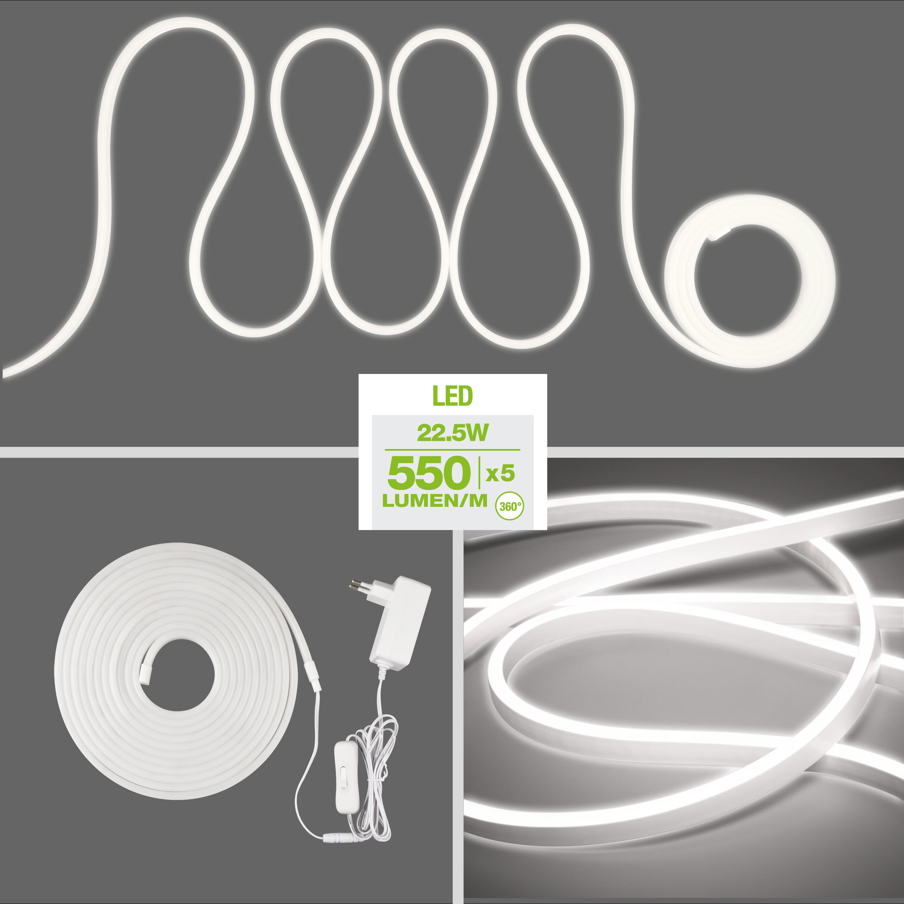 Kit ruban LED Néon L.5m blanc neutre 4000 Kelvins, Tiopi INSPIRE - 9