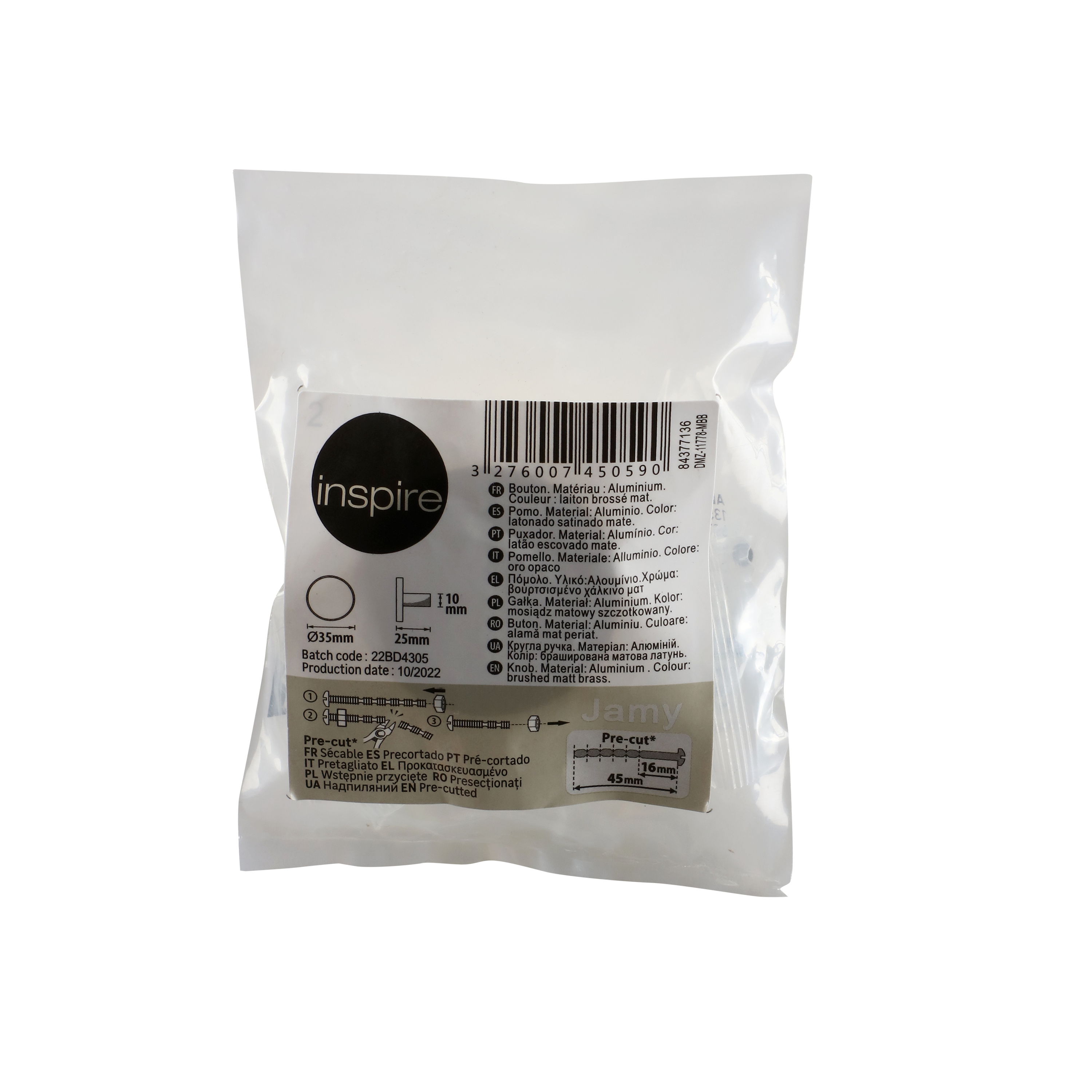 Puxador para móvel alumínio escovado dourado 35 mm Inspire Jamy - 7