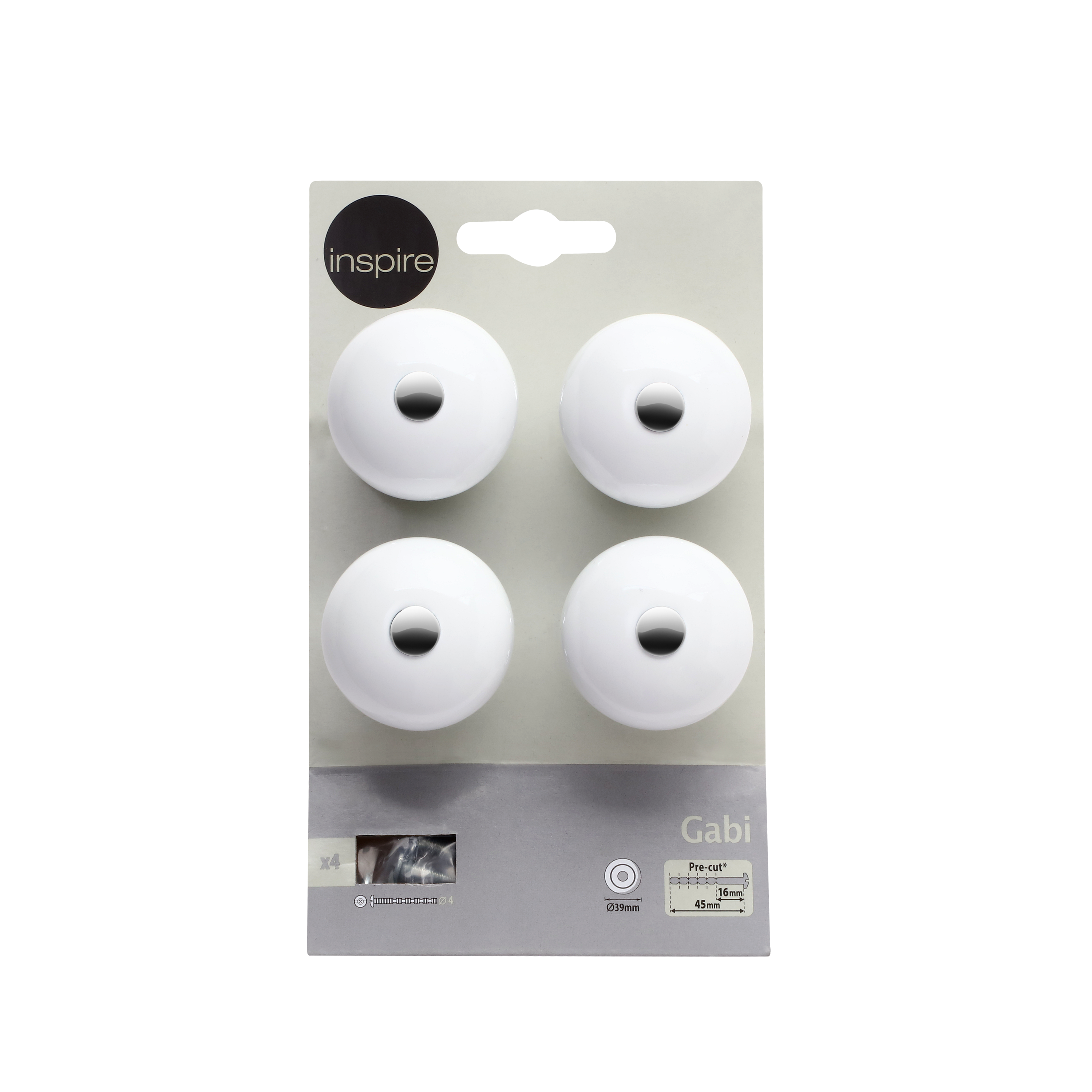 4 Puxadores para móvel porcelana branca 39 mm Inspire Gabi - 6