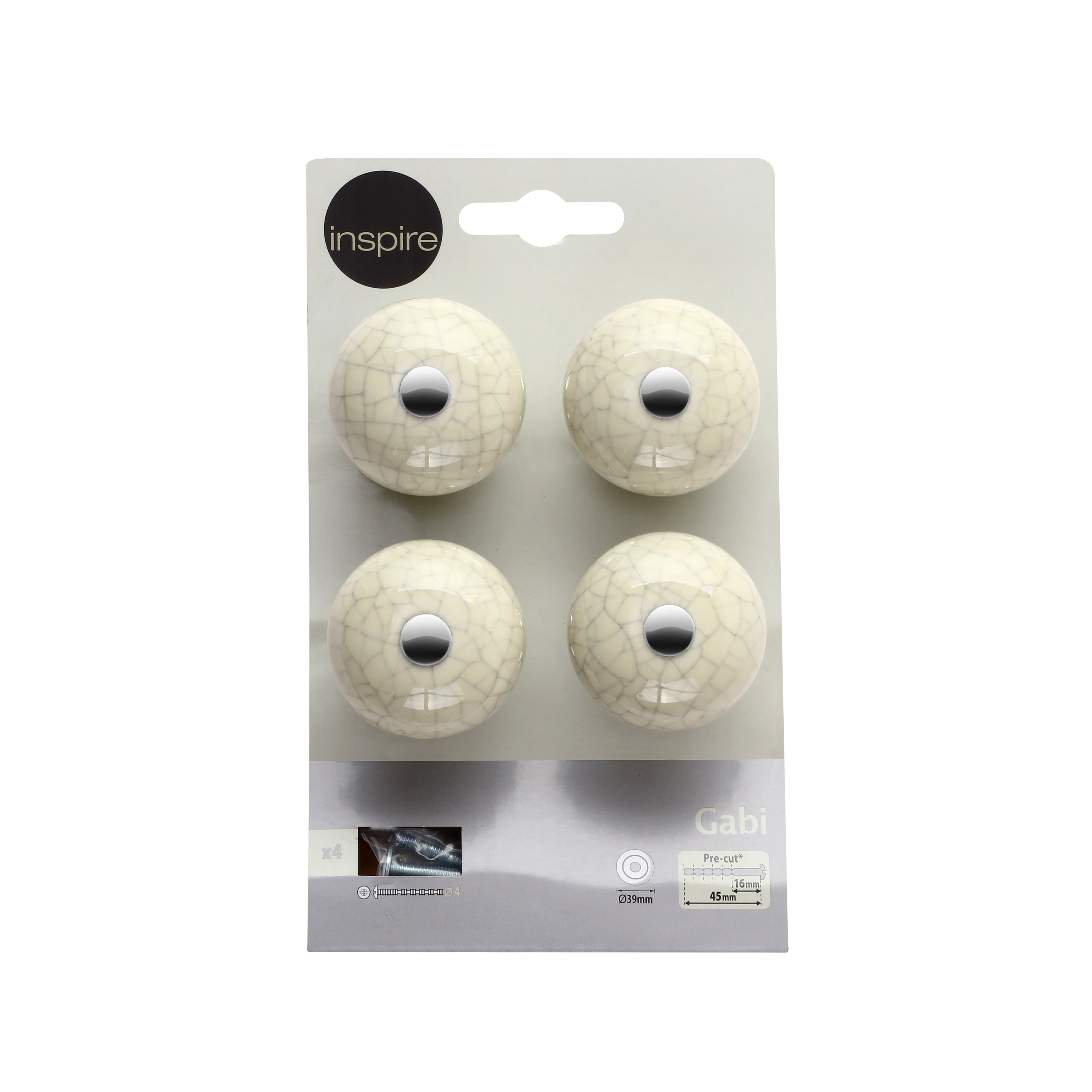 4 Puxadores para móvel porcelana bege 39 mm Inspire Gabi - 9