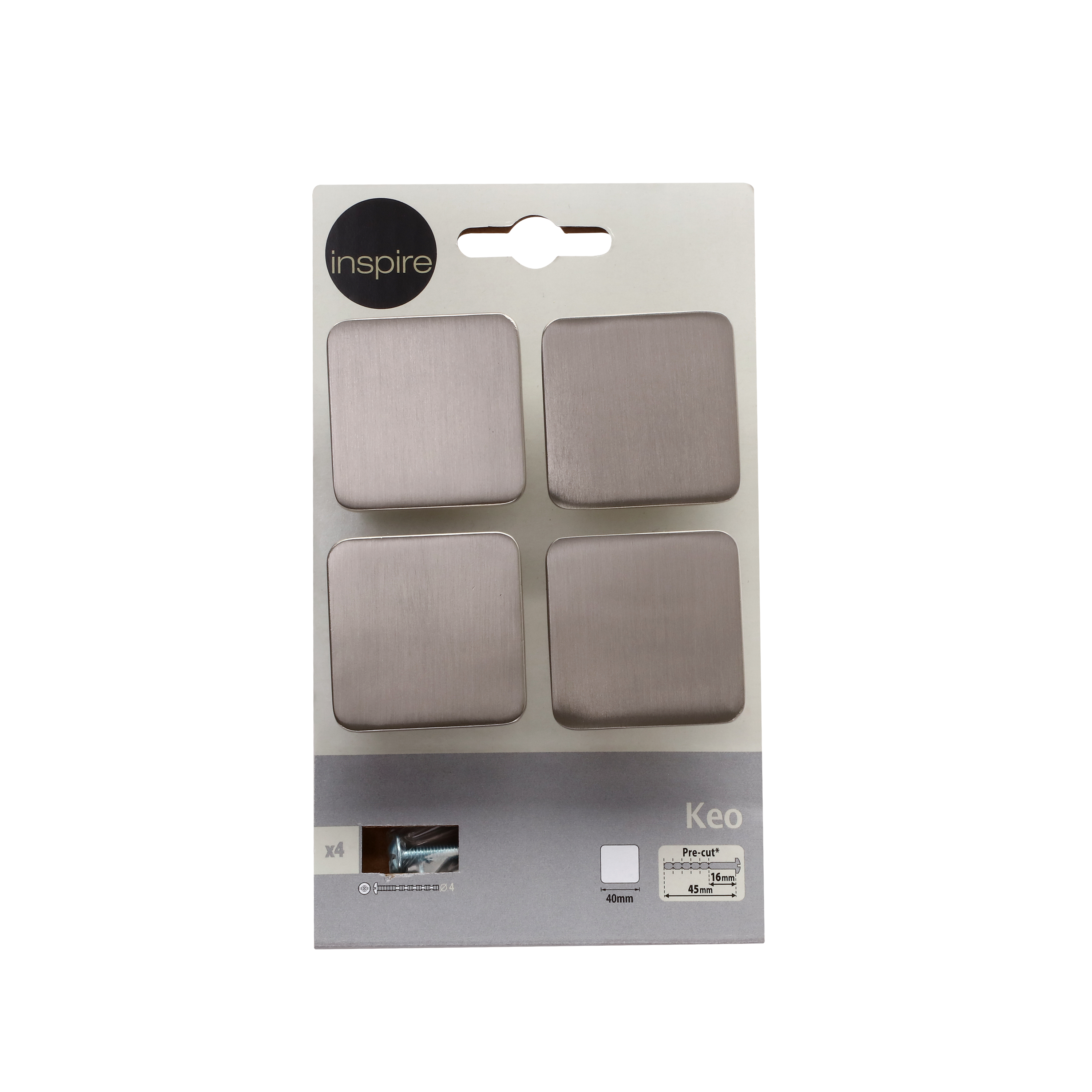 4 Puxadores para móvel alumínio escovado prateado 40 mm Inspire Keo - 7