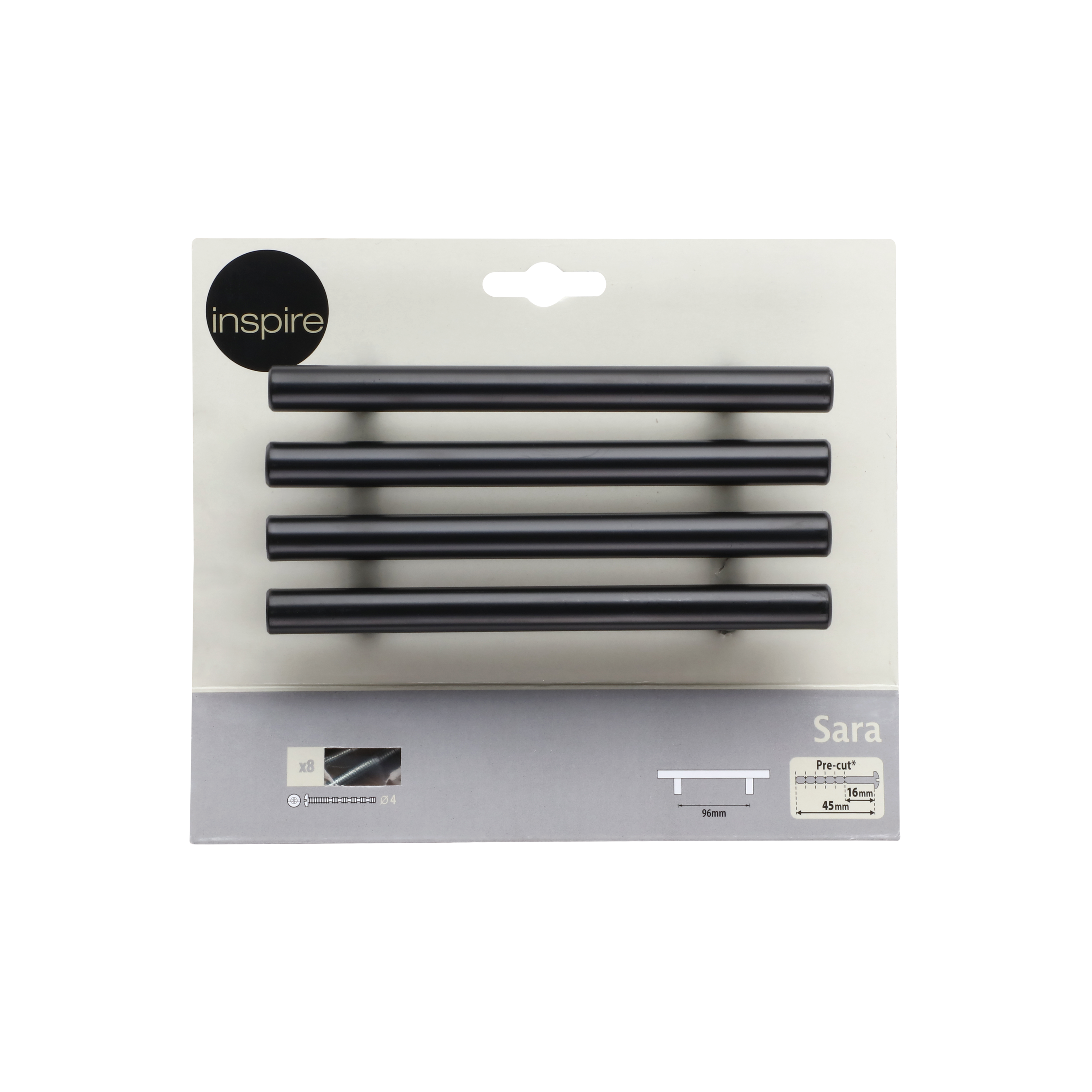 4 Puxadores para móvel tipo asa aço inoxidável preto 96 mm Inspire Sara - 8