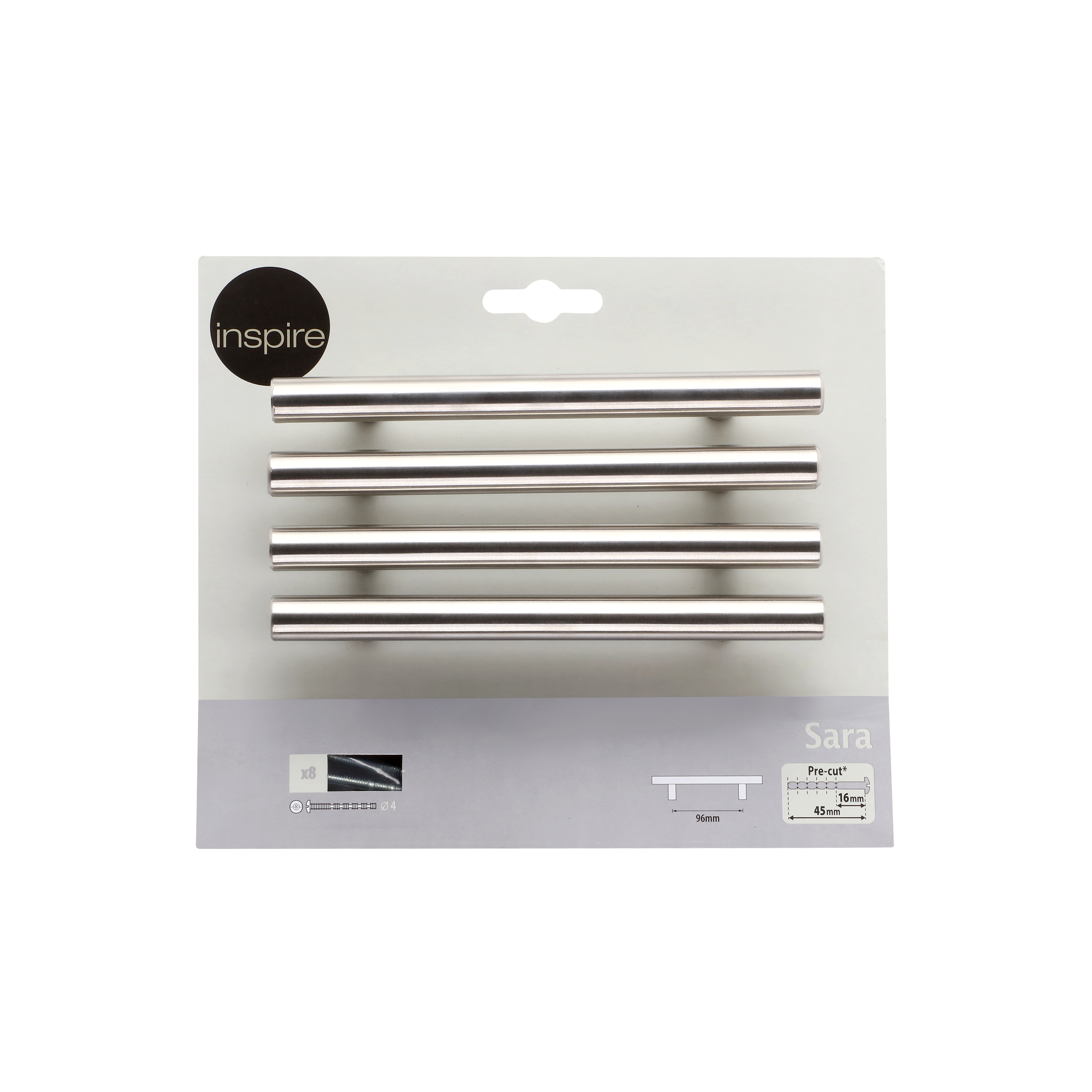 4 Puxadores para móvel asa aço inoxidável escovado prateado 96 mm Inspire Sara - 7