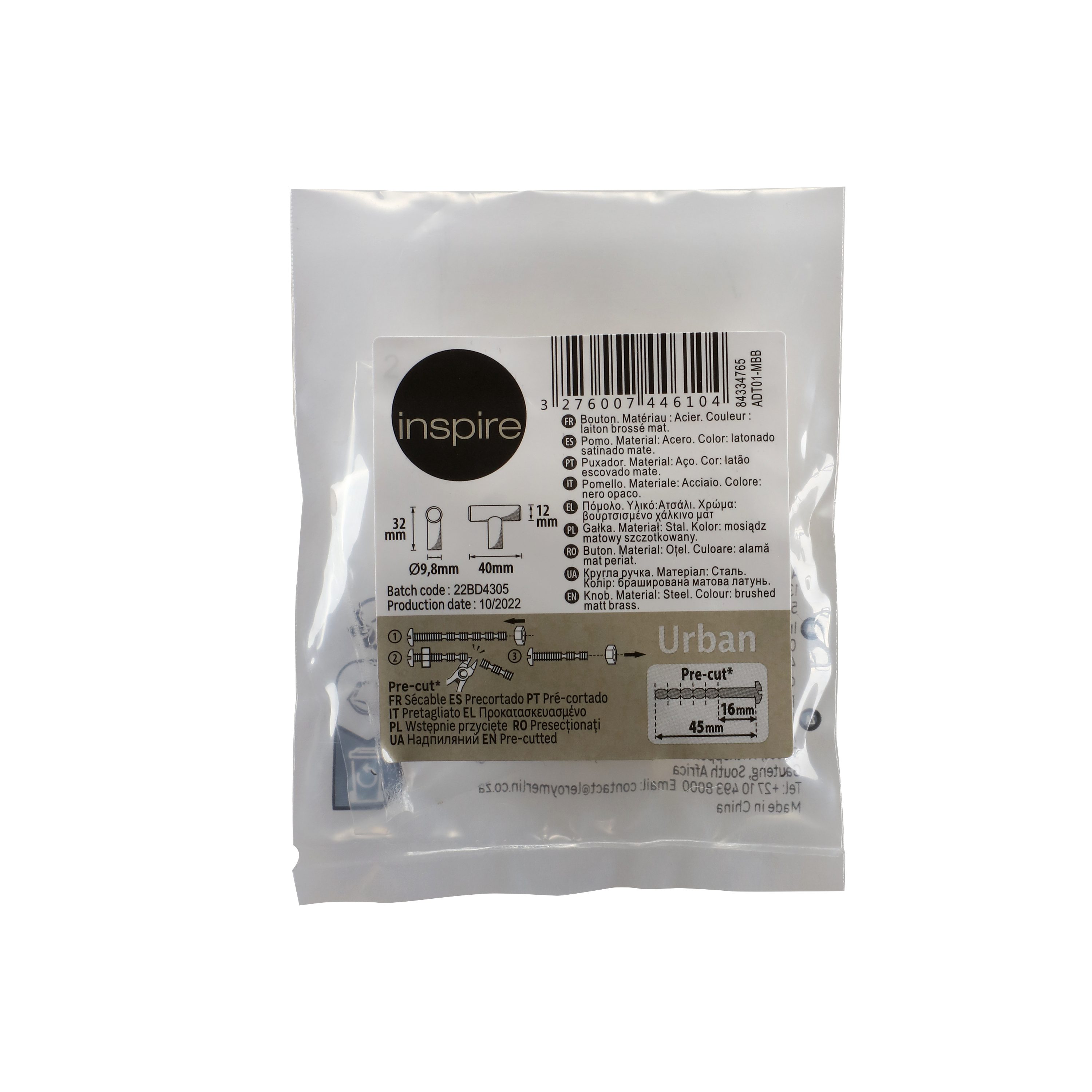 Puxador para móvel aço escovado dourado 40 mm Inspire Urban - 7