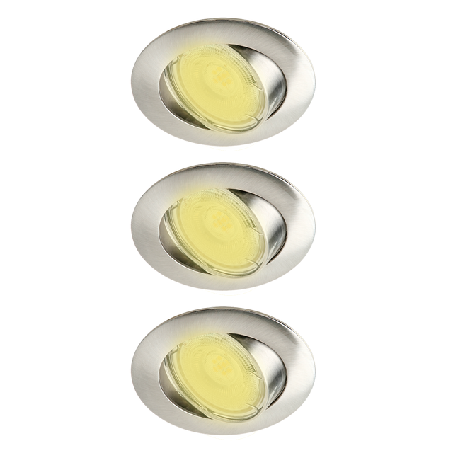 Kit 3 spots à encastrer orientable Clane gu10, blanc chaud INSPIRE rond acier