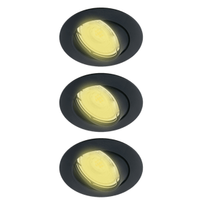 Kit 3 spots à encastrer orientable Clane gu10, blanc chaud INSPIRE rond noir