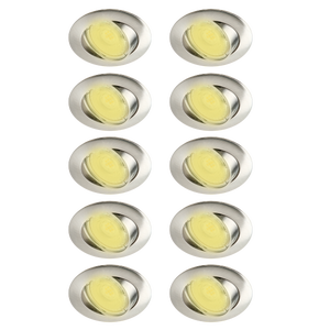 Kit 10 spots à encastrer orientable Clane gu10, blanc chaud INSPIRE rond acier
