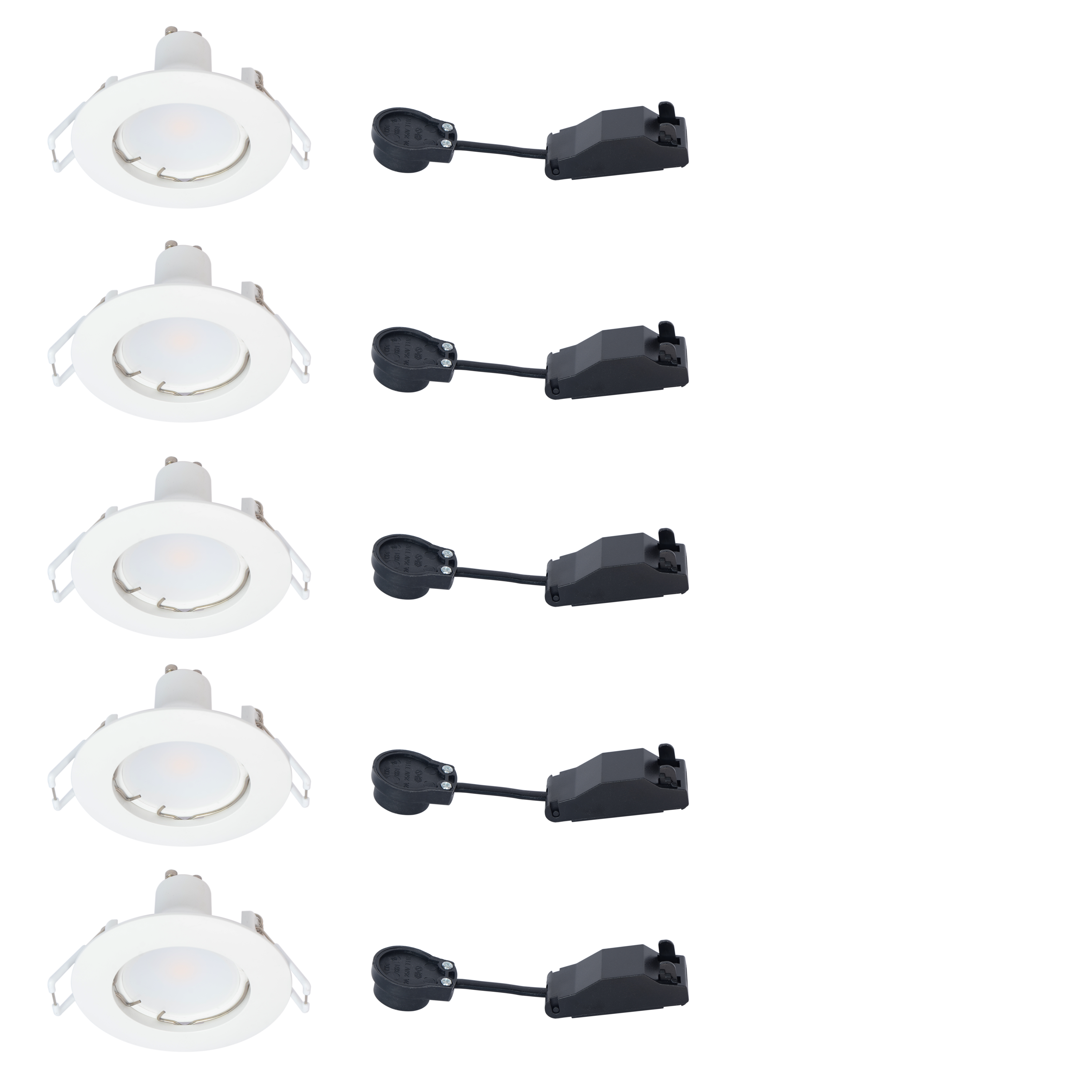 Kit de 5 focos empotrados 340lm 2700k redondo blanco