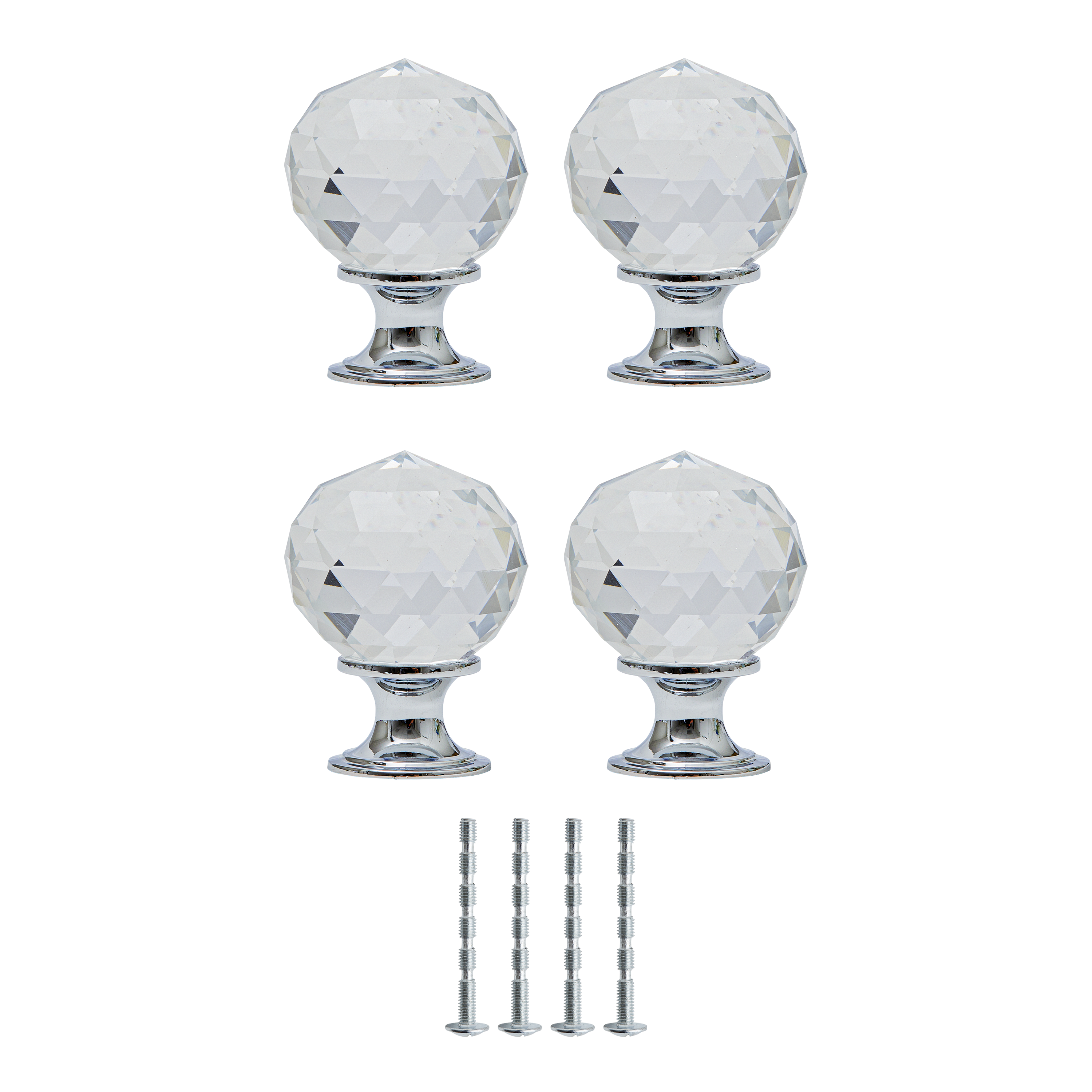 4 boutons de meuble diamants Wilson, pvc transparent lisse, Diam.30 mm - 5