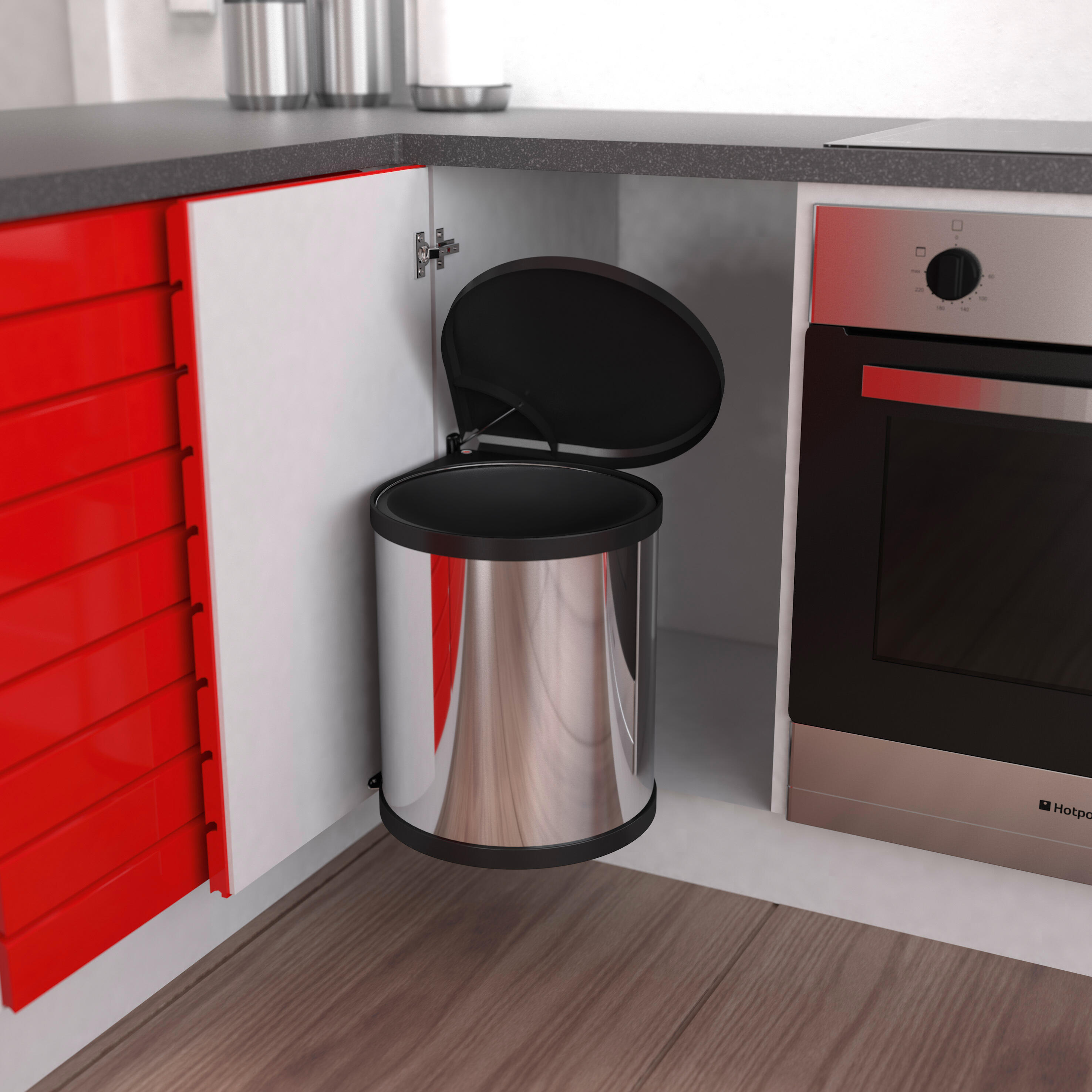 Balde de lixo extraível Hailo 15 L inox e plástico - 14